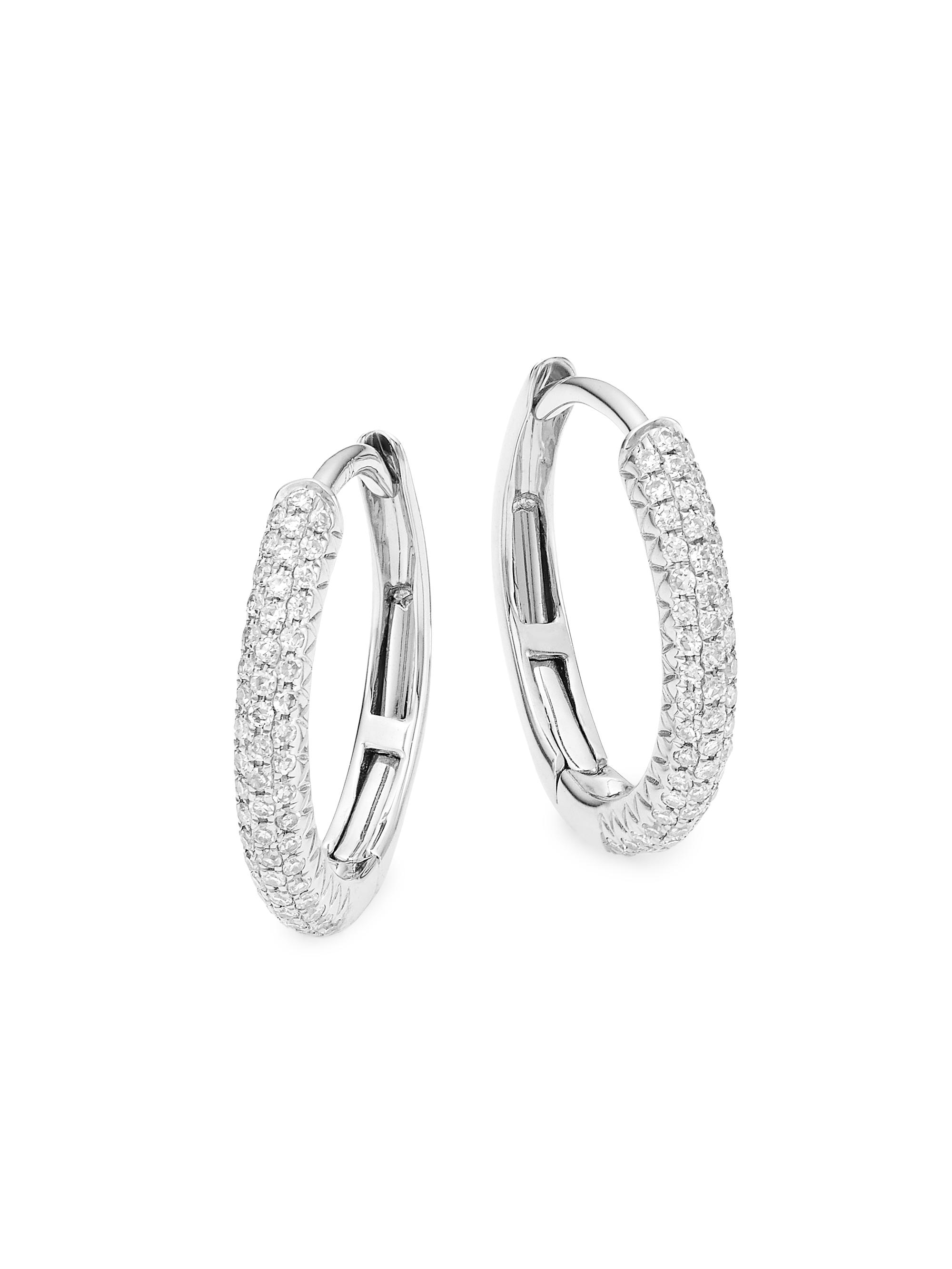 Saks Fifth Avenue Collection Women's 14K White Gold & 0.21 TCW Diamond Hoop Earrings - White Gold