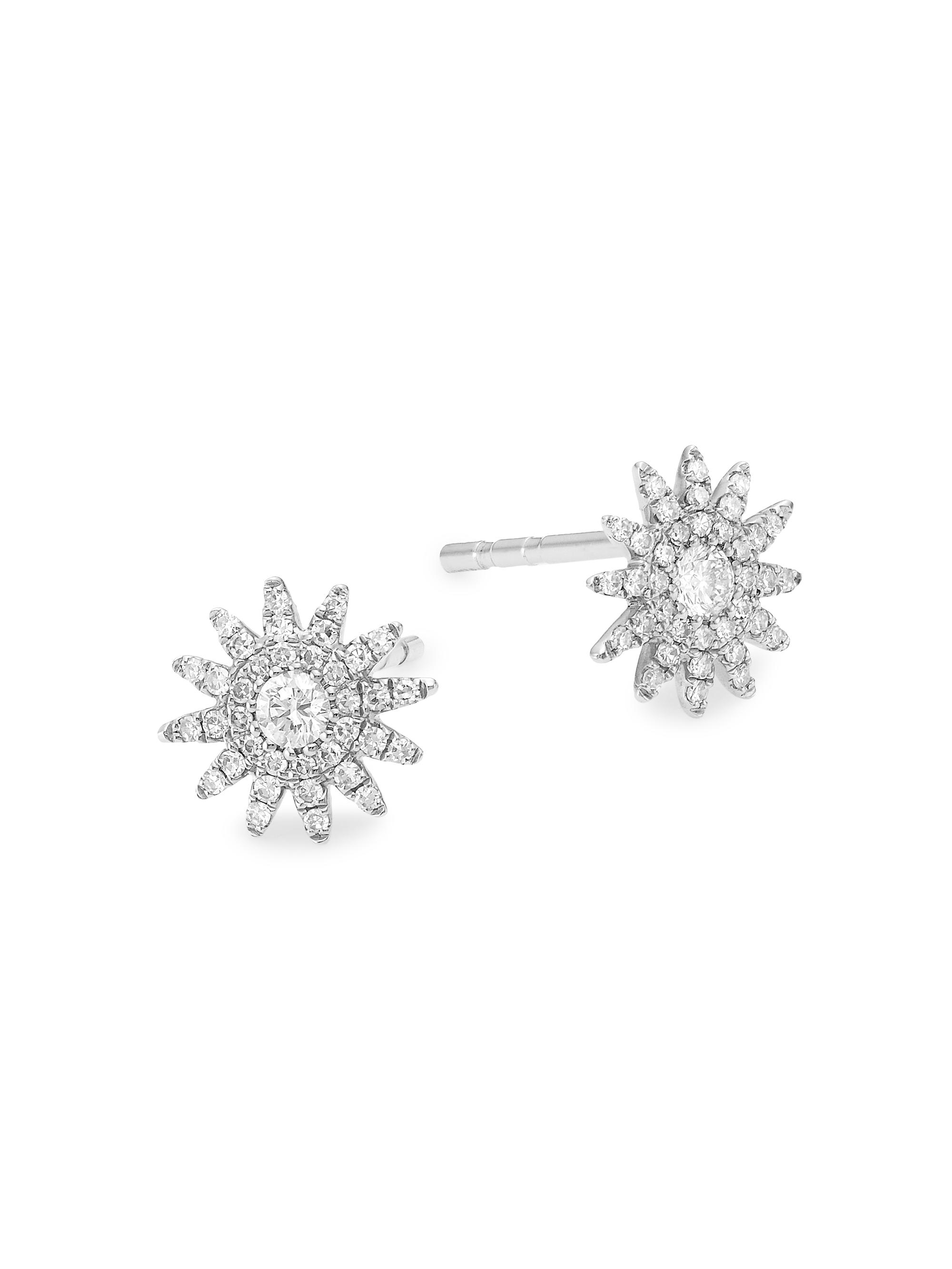 Saks Fifth Avenue Collection Women's 14K White Gold & 0.24 TCW Diamond Starburst Stud Earrings - White Gold