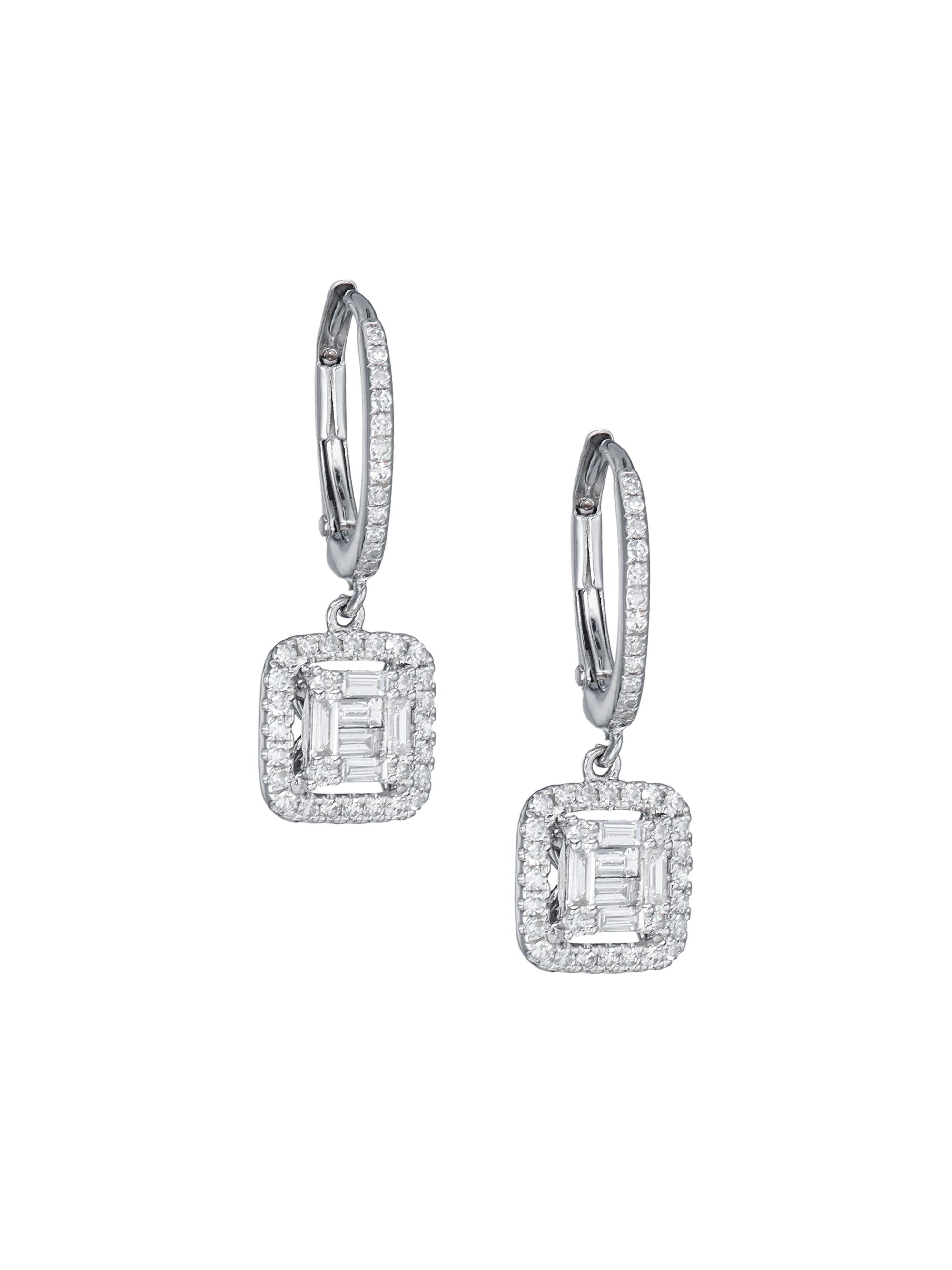 Saks Fifth Avenue Collection Women's 14K White Gold & 0.48 TCW Diamond Cushion Drop Earrings - White Gold