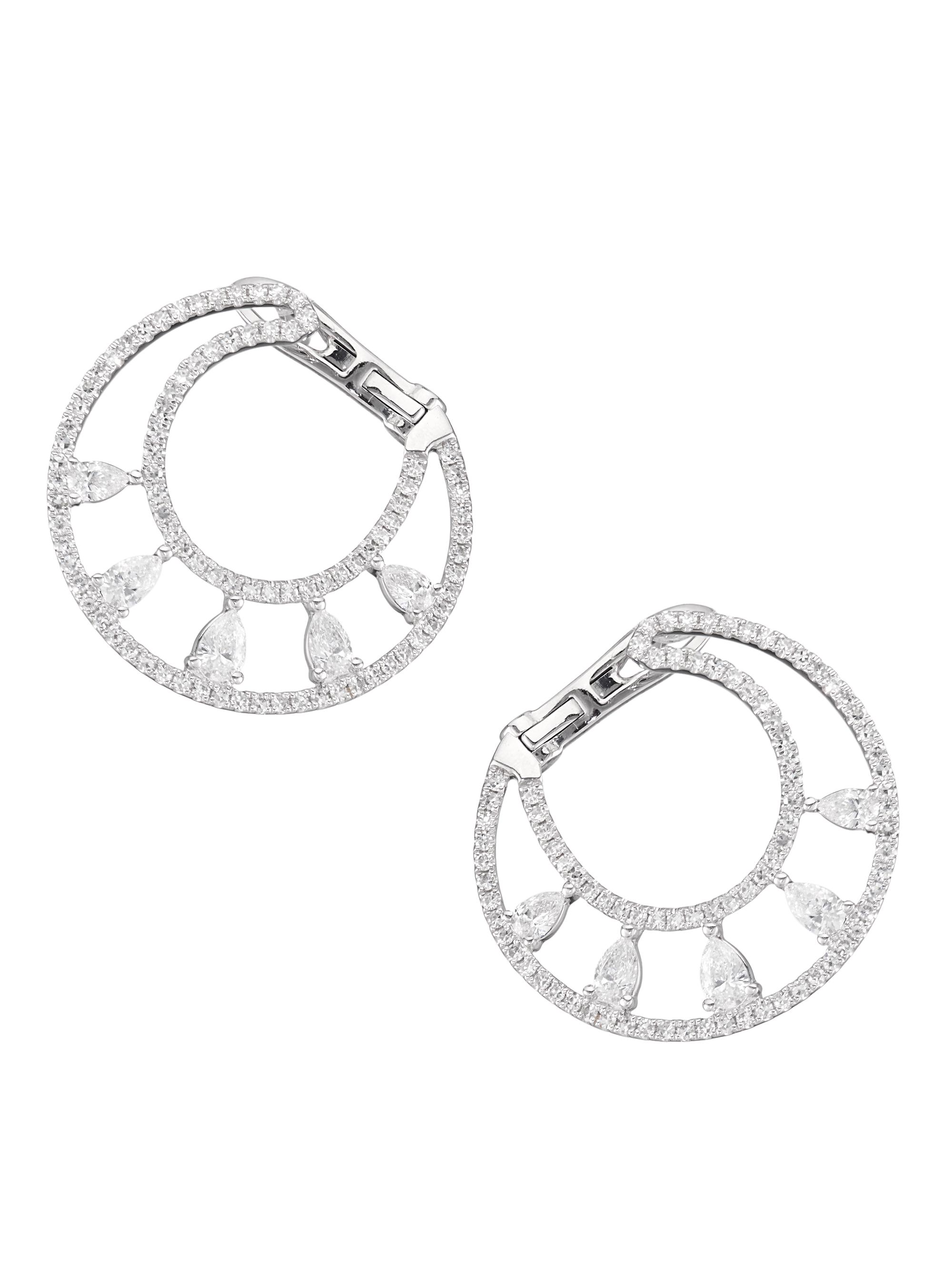 Saks Fifth Avenue Collection Women's 14K White Gold & 2.09 TCW Diamond Hoop Earrings - White Gold