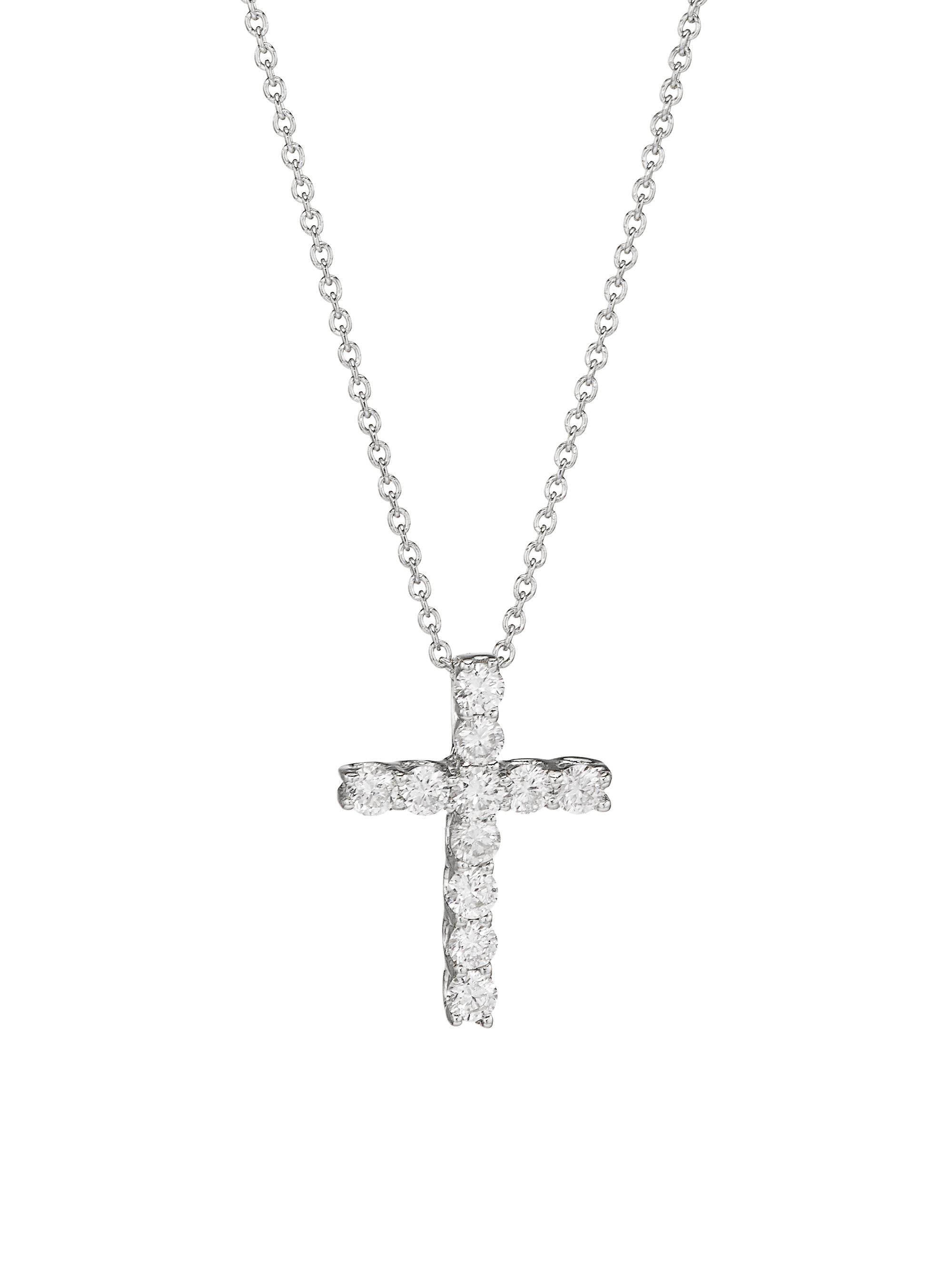 Saks Fifth Avenue Collection Women's 14K White Gold & 0.32 TCW Diamond Cross Pendant Necklace - White Gold