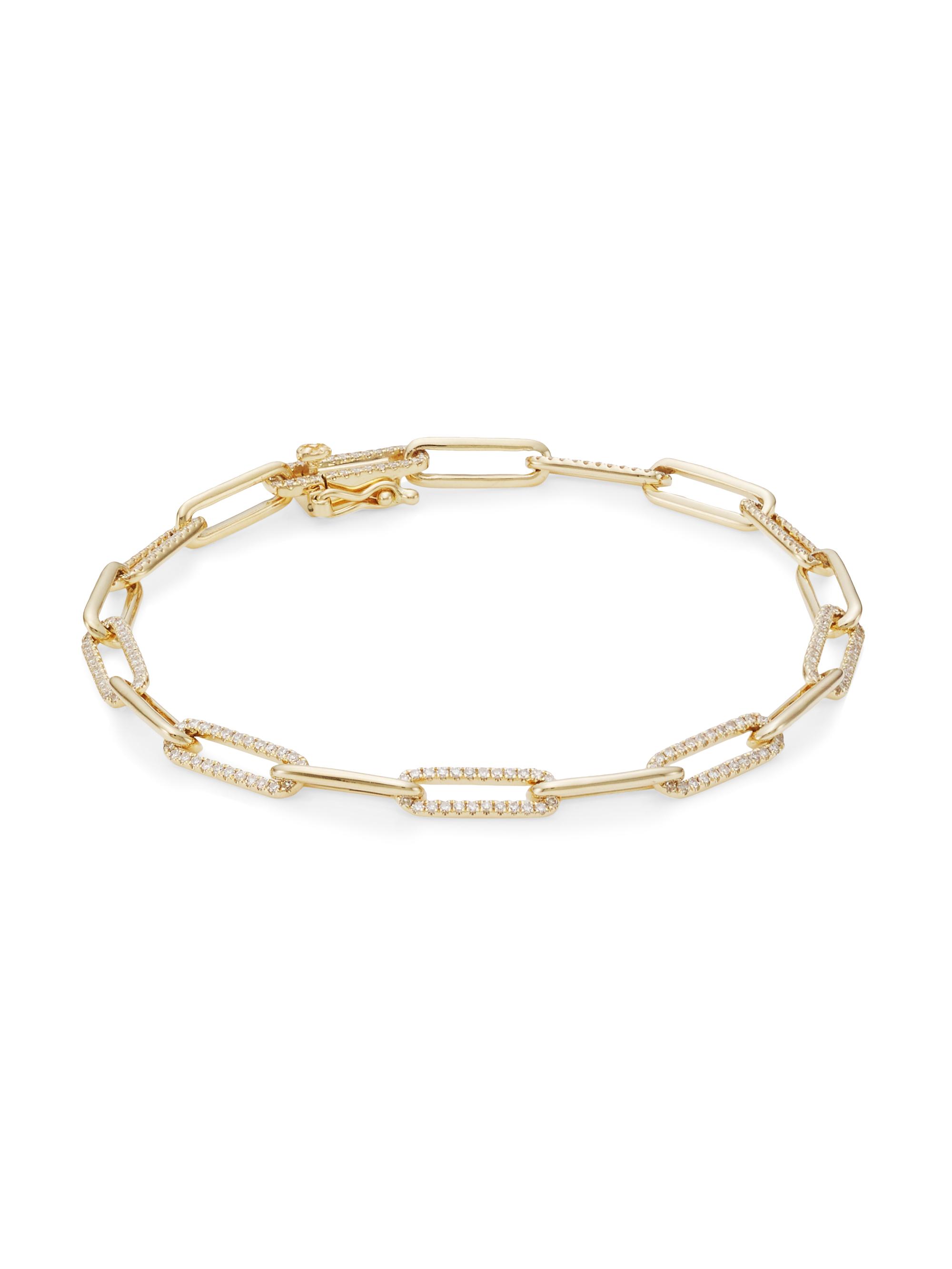 Saks Fifth Avenue Collection Women's 14K Yellow Gold & 0.74 TCW Diamond Paper Clip Link Bracelet - Yellow Gold