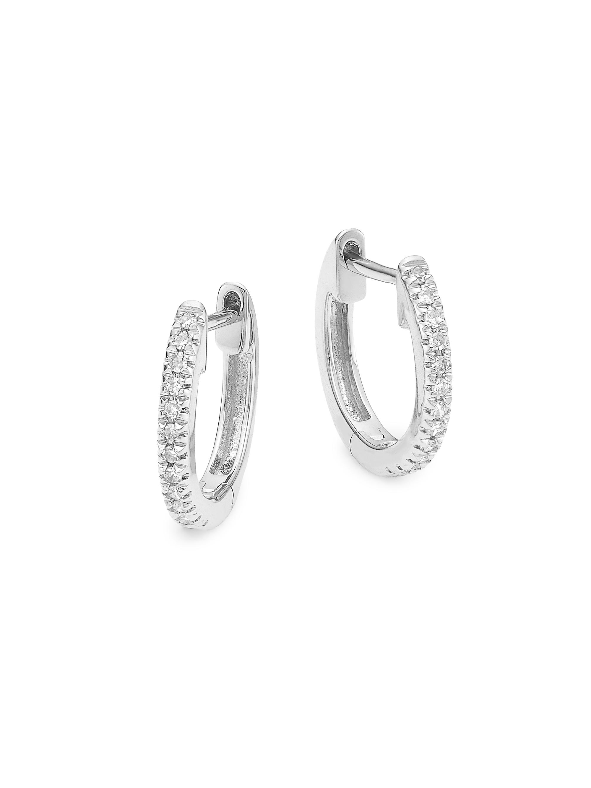 Saks Fifth Avenue Collection Women's 14K Gold & 0.07 TCW Diamond Huggie Earrings - White Gold