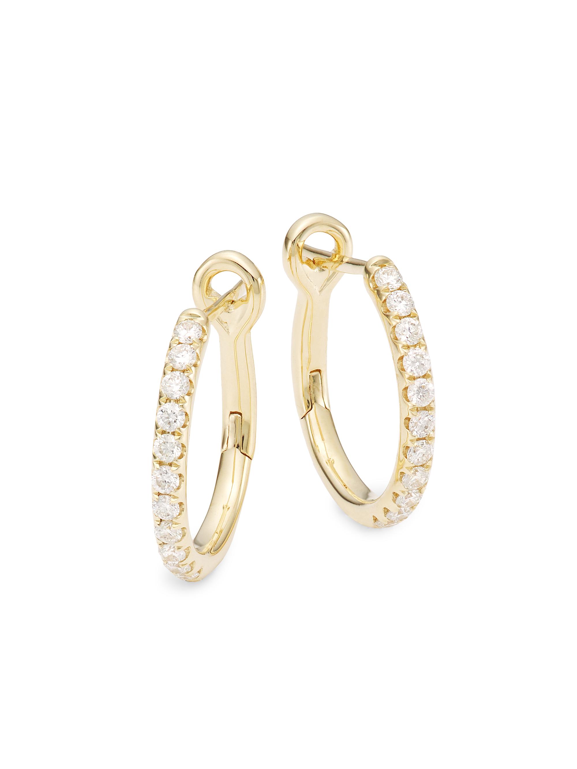 Saks Fifth Avenue Collection Women's 14K Gold & 0.26 TCW Diamond Hoop Earrings - Yellow Gold