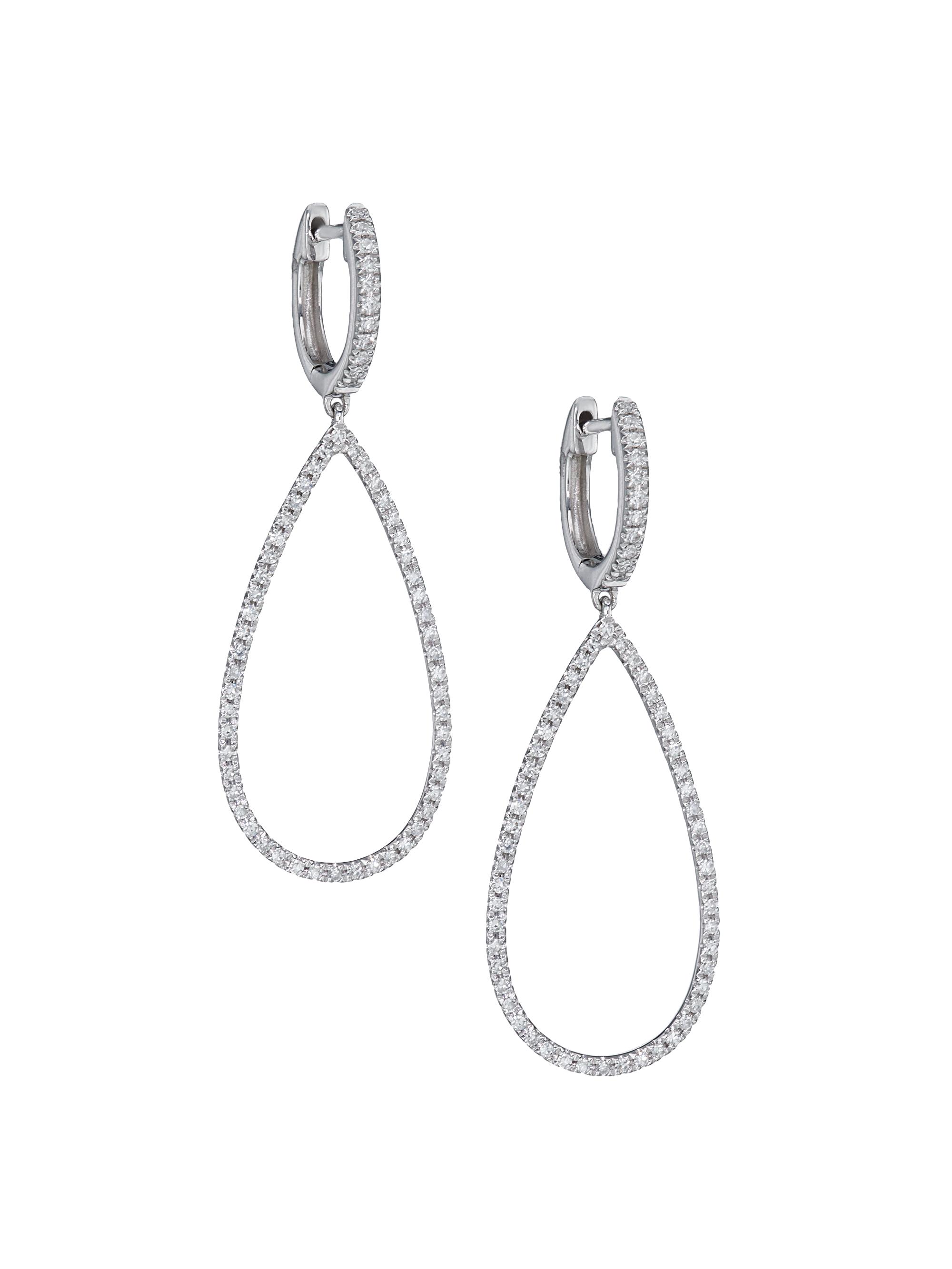 Saks Fifth Avenue Collection Women's 14K White Gold & 0.40 TCW Diamond Drop Earrings - White Gold