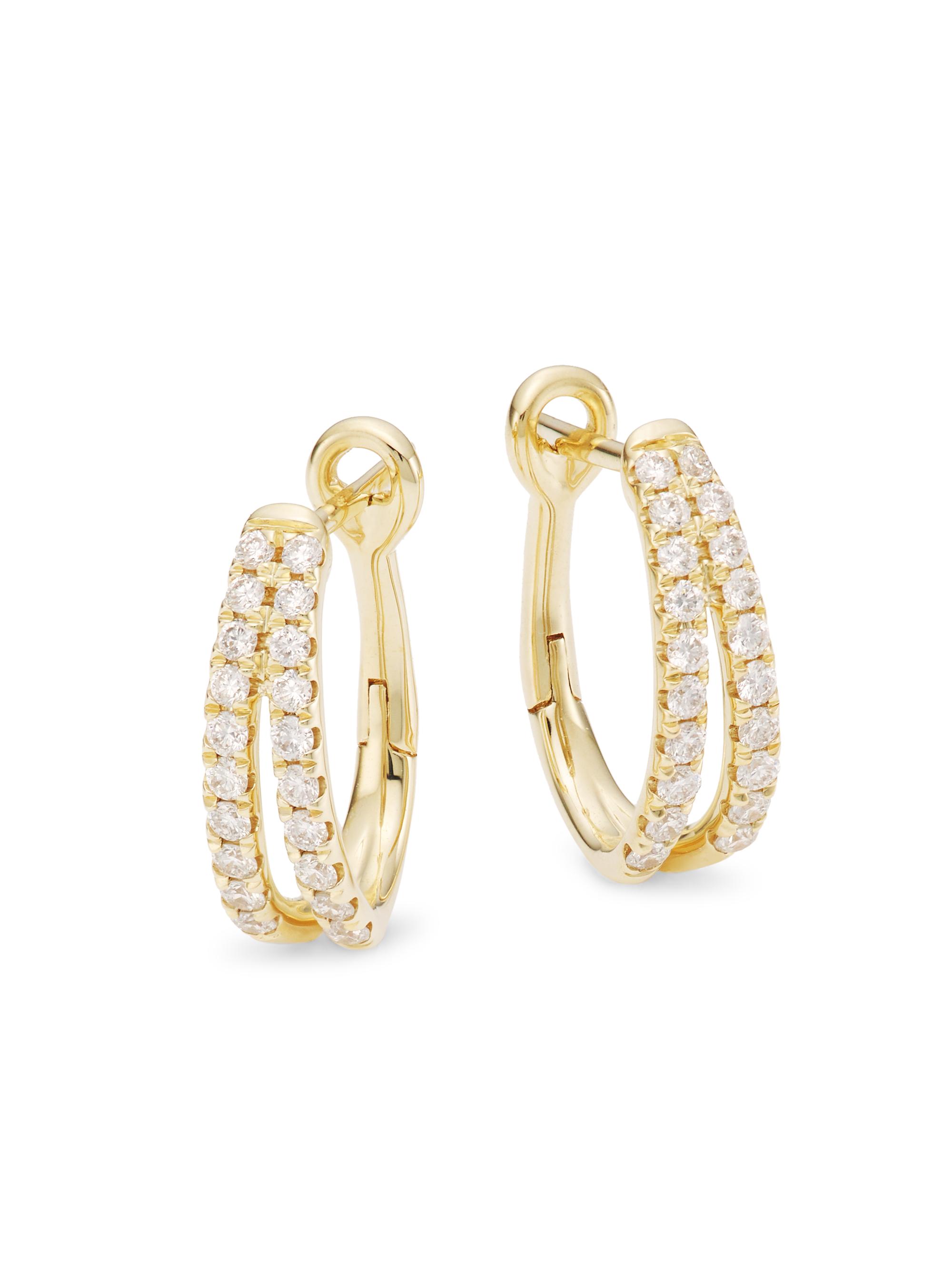 Saks Fifth Avenue Collection Women's 14K Gold & 0.40 TCW Diamond Oval Hoop Earrings - Yellow Gold