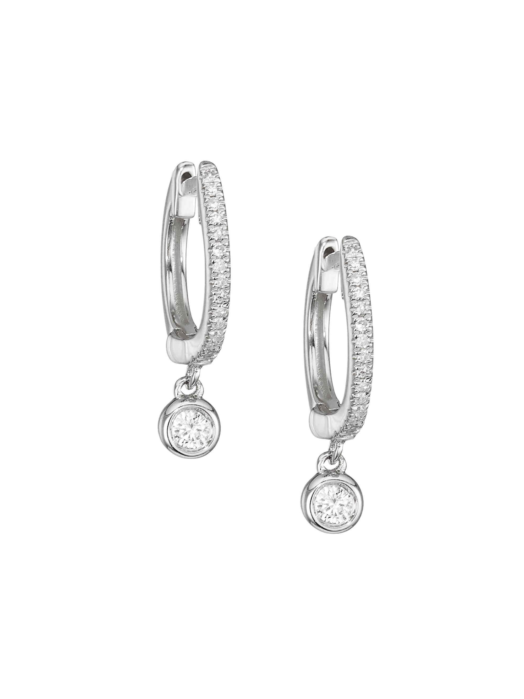 Saks Fifth Avenue Collection Women's 14K White Gold & 0.14 TCW Diamond Drop Earrings - White Gold