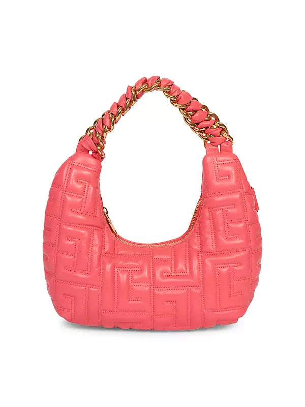 Shop Balmain Mini Pillow Quilted Leather Hobo Bag