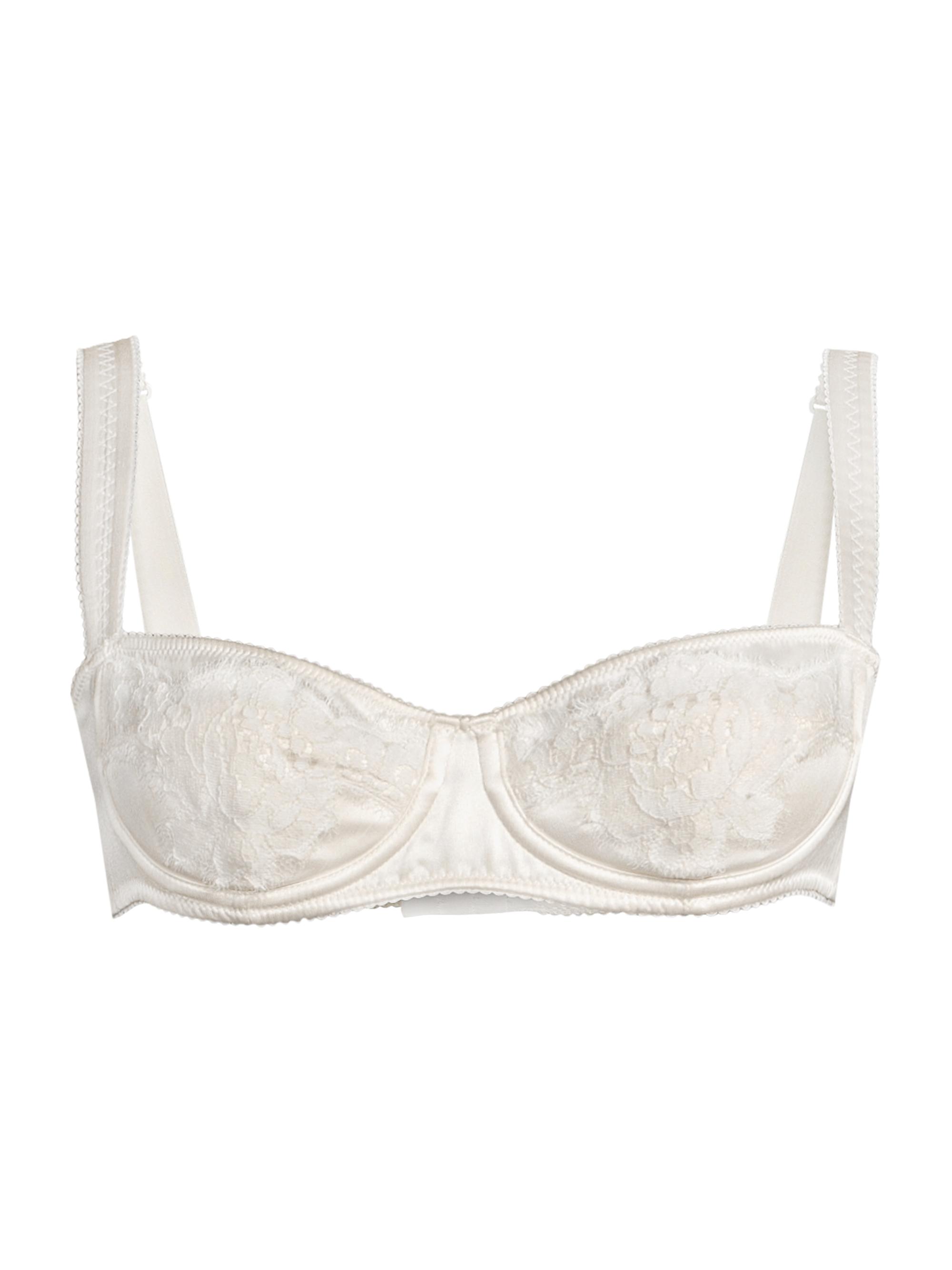 Dolce & Gabbana Women's Silk & Lace Balconnette Bra - White