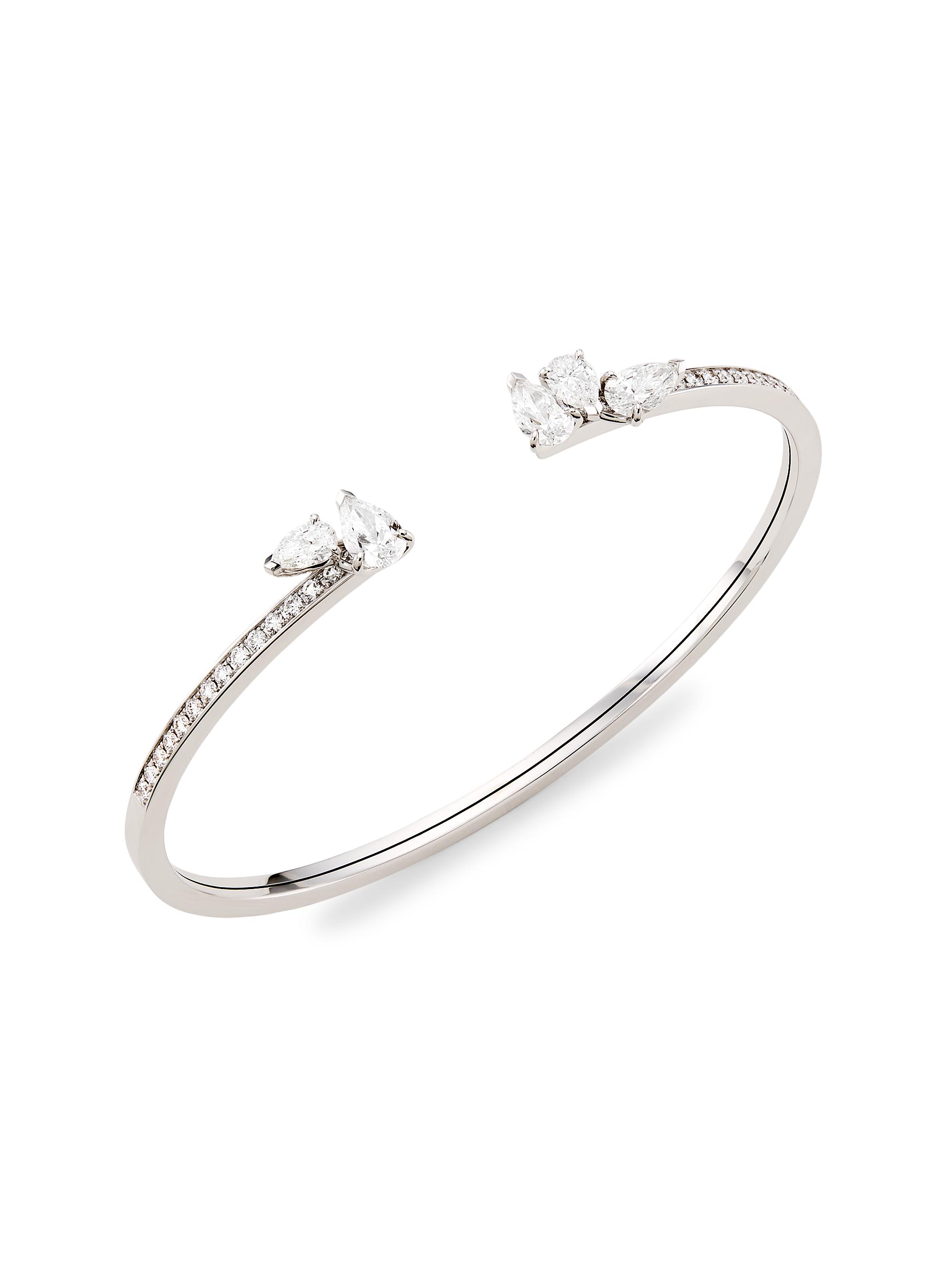 Repossi Women's Serti Sur Vide 18K White Gold & Diamond Bangle - White Gold
