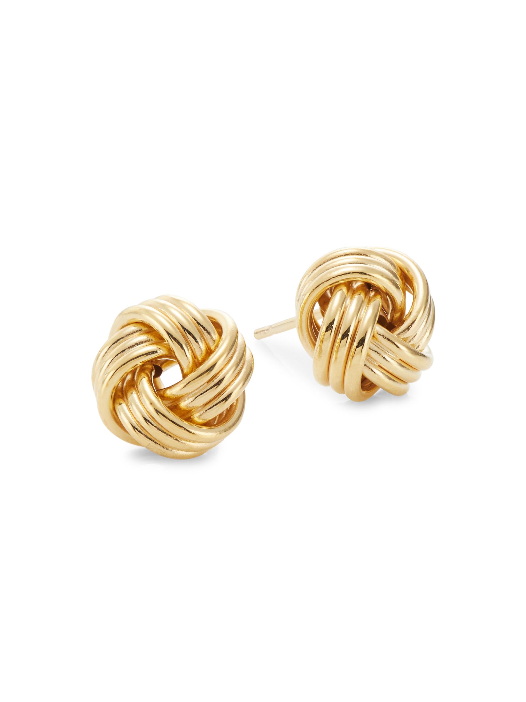 Saks Fifth Avenue Collection Women's Textured 14K Gold Knot Stud Earrings - Yellow Gold