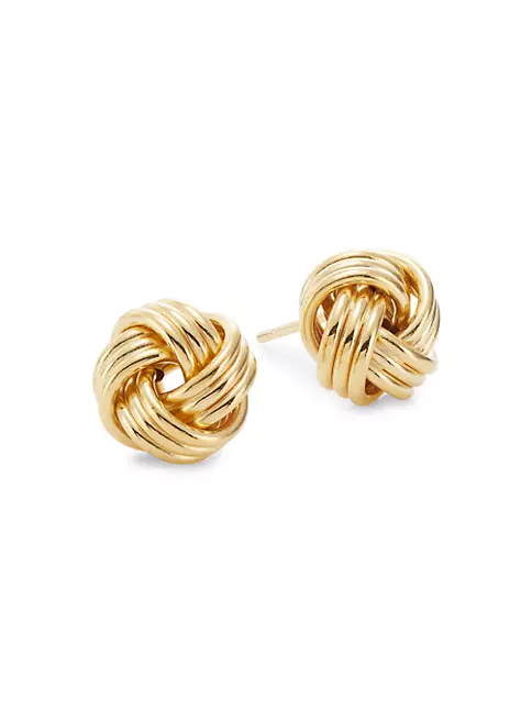 Shop Saks Fifth Avenue Collection Textured 14K Gold Knot Stud Earrings