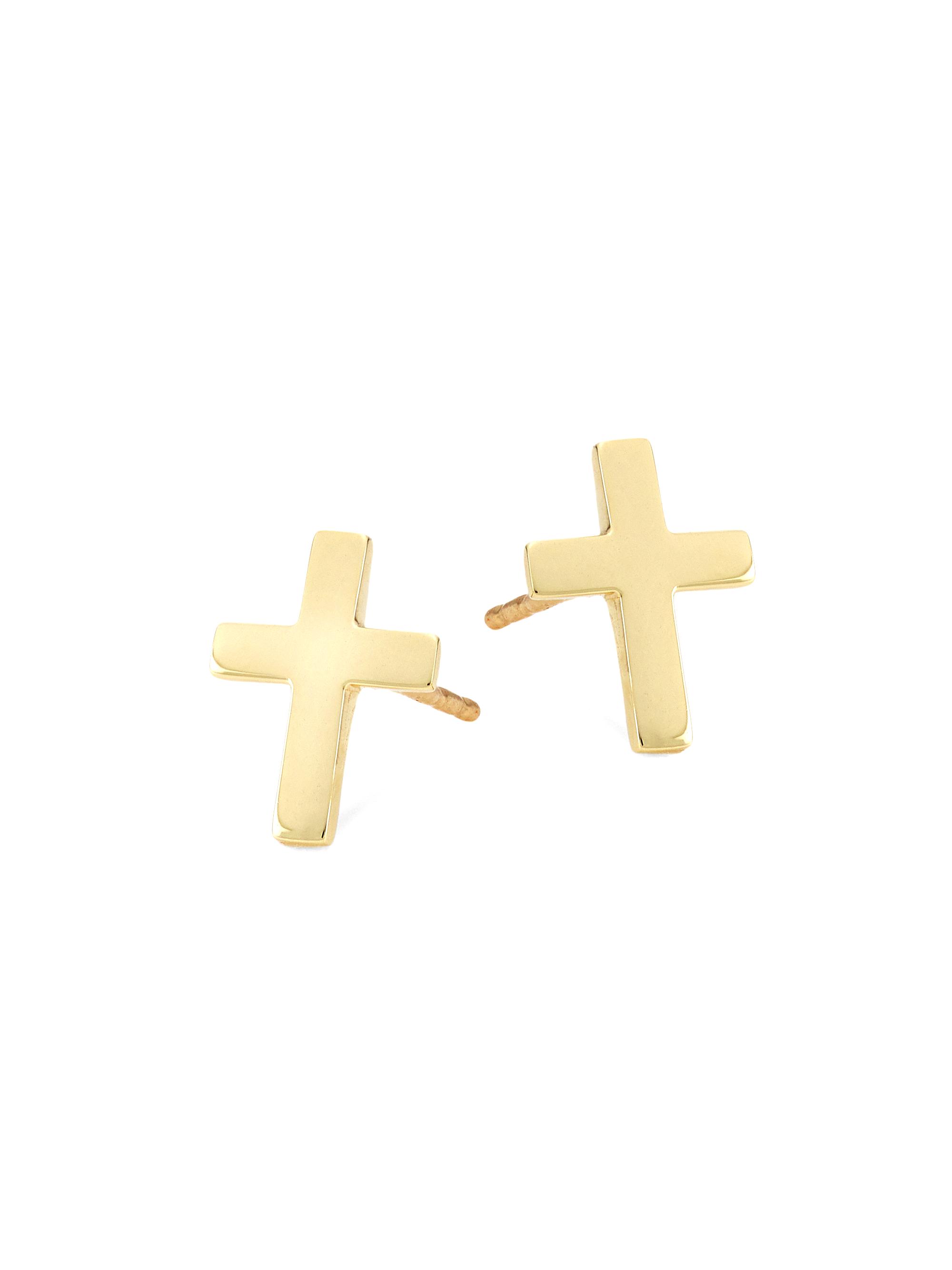 Saks Fifth Avenue Collection Women's 14K Gold Cross Stud Earrings - Yellow Gold
