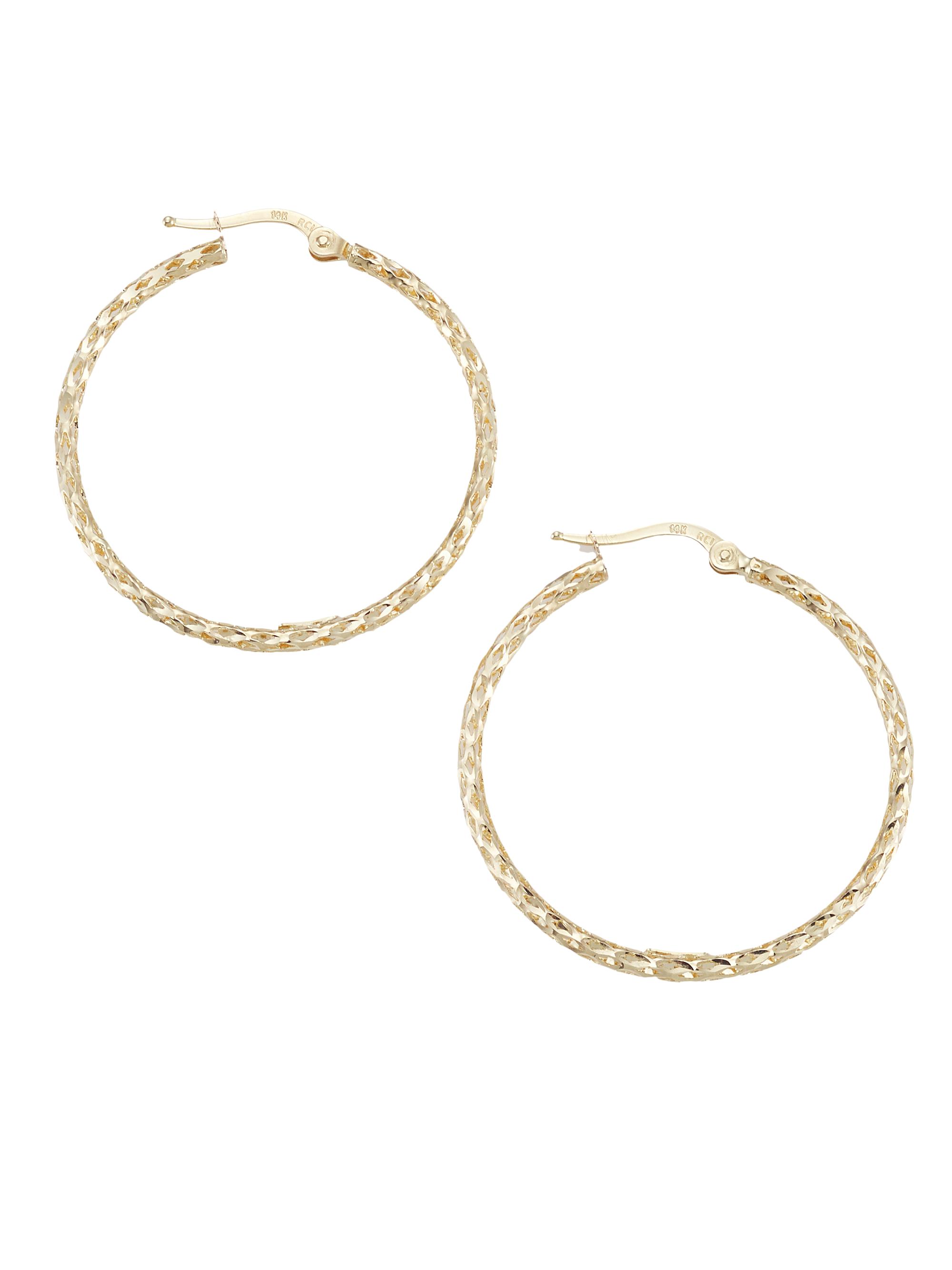 Saks Fifth Avenue Collection Women's 14K Gold Diamond-Cut Hoops - Yellow