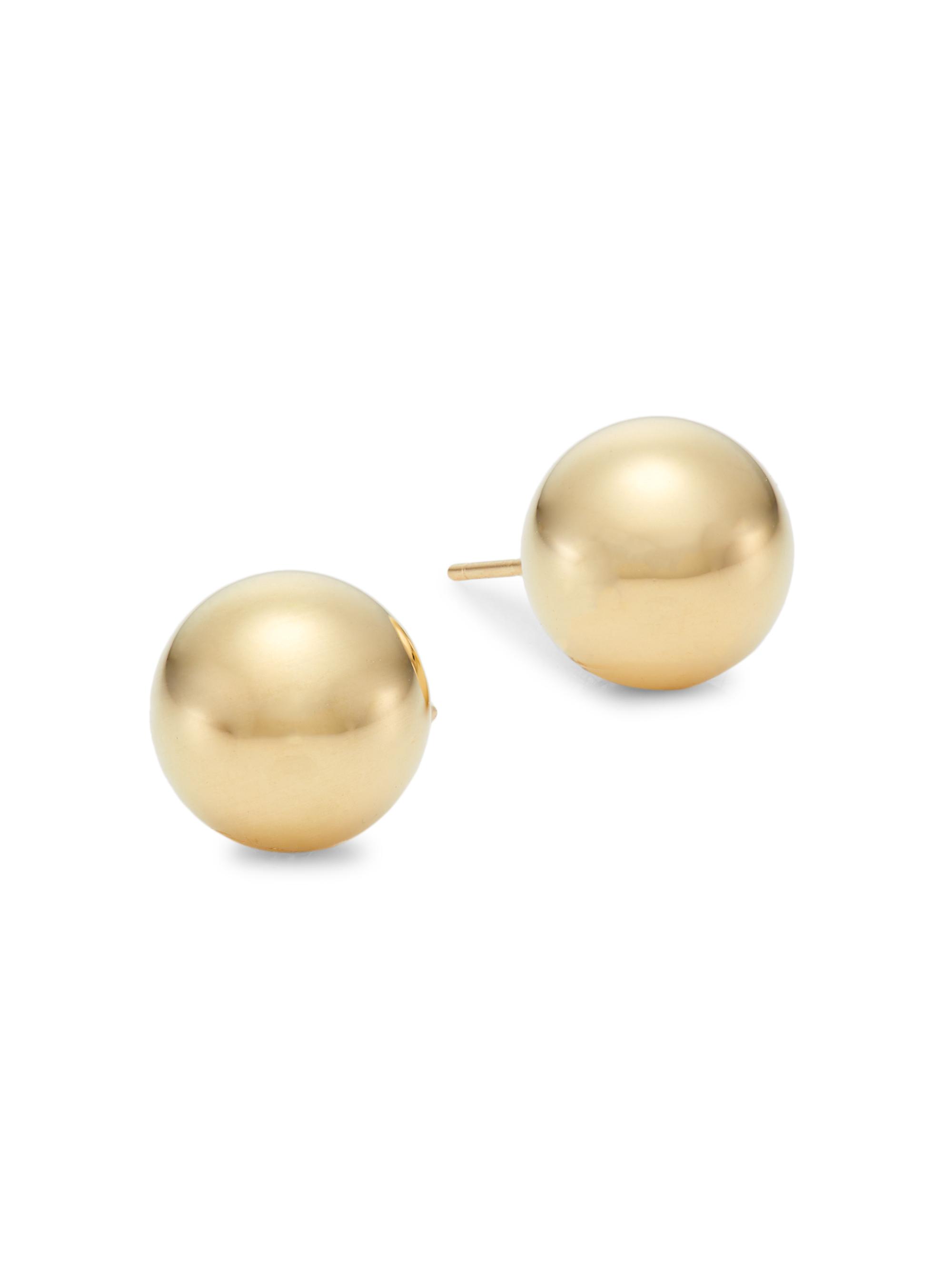 Saks Fifth Avenue Collection Women's Ball 14K Yellow Gold Stud Earrings - Yellow