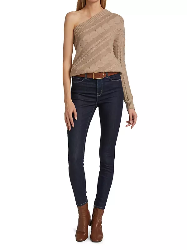 Zoey One-Shoulder Cable Sweater