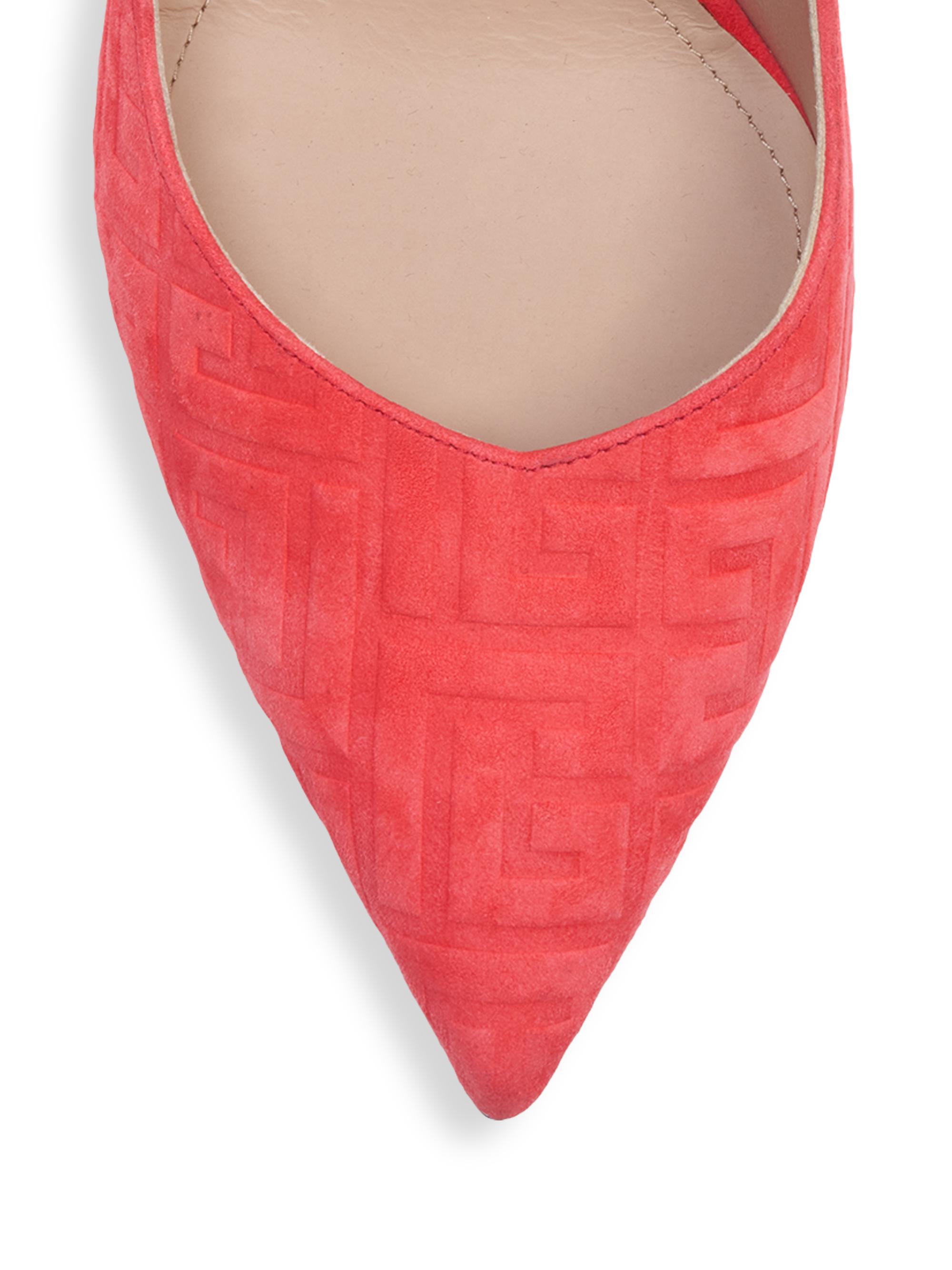 balmain ruby suede debossed monogram pumps