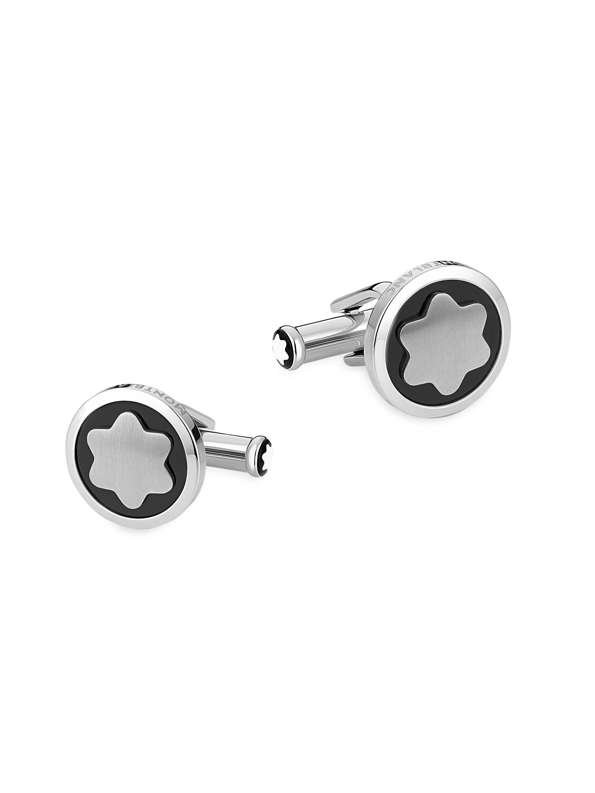 Montblanc Men's Star Stainless Steel & Onyx Cufflinks