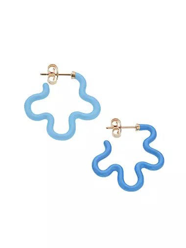 Goldtone & Enamel Two-Tone Flower Hoop Earrings