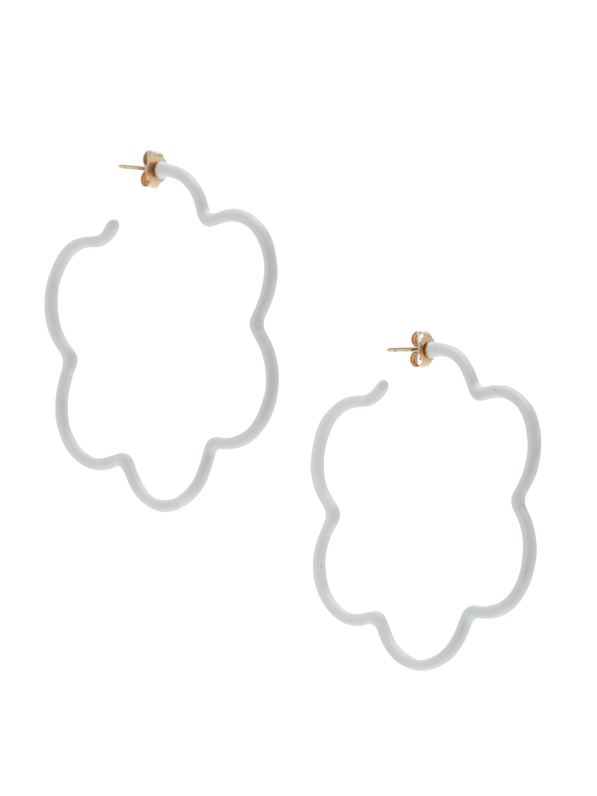 Bea Bongiasca Women's Goldtone & Enamel Two-Tone Flower Hoop Earrings - White