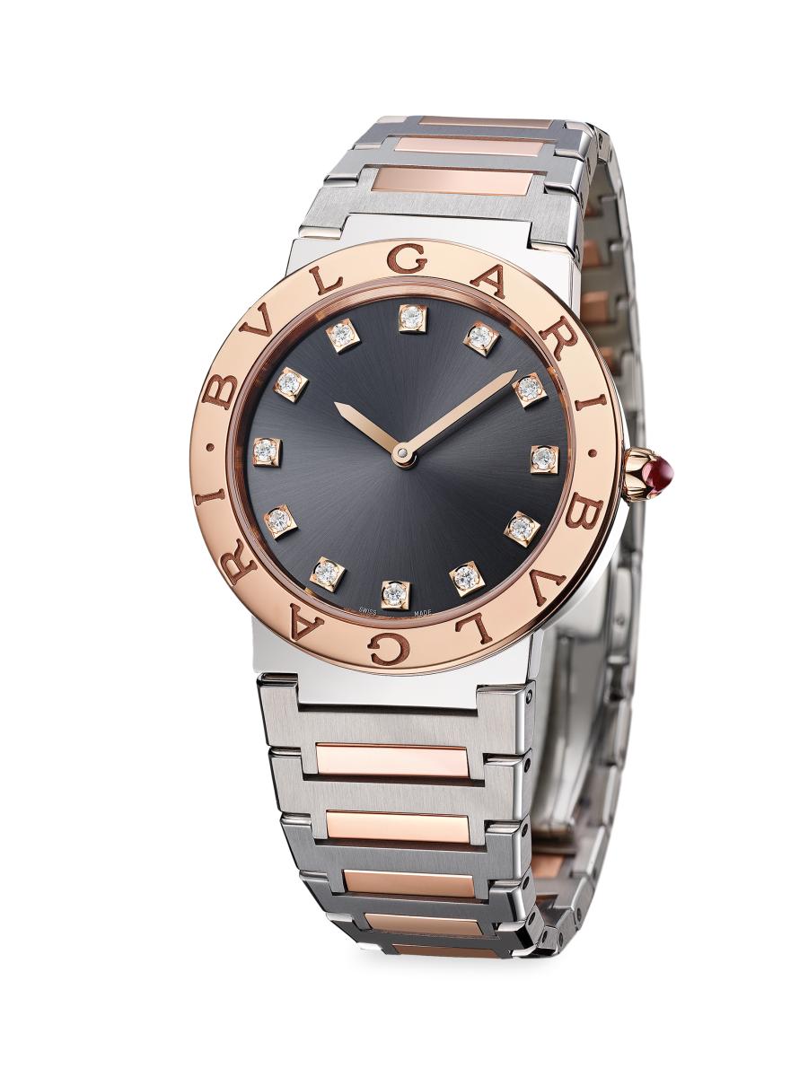 稼働　BVLGARI Solo tempo レディース　新品ベルト社外　箱付き BVLGARI Bvlgari Bvlgari Solotempo Stainless Steel, Rose Gold