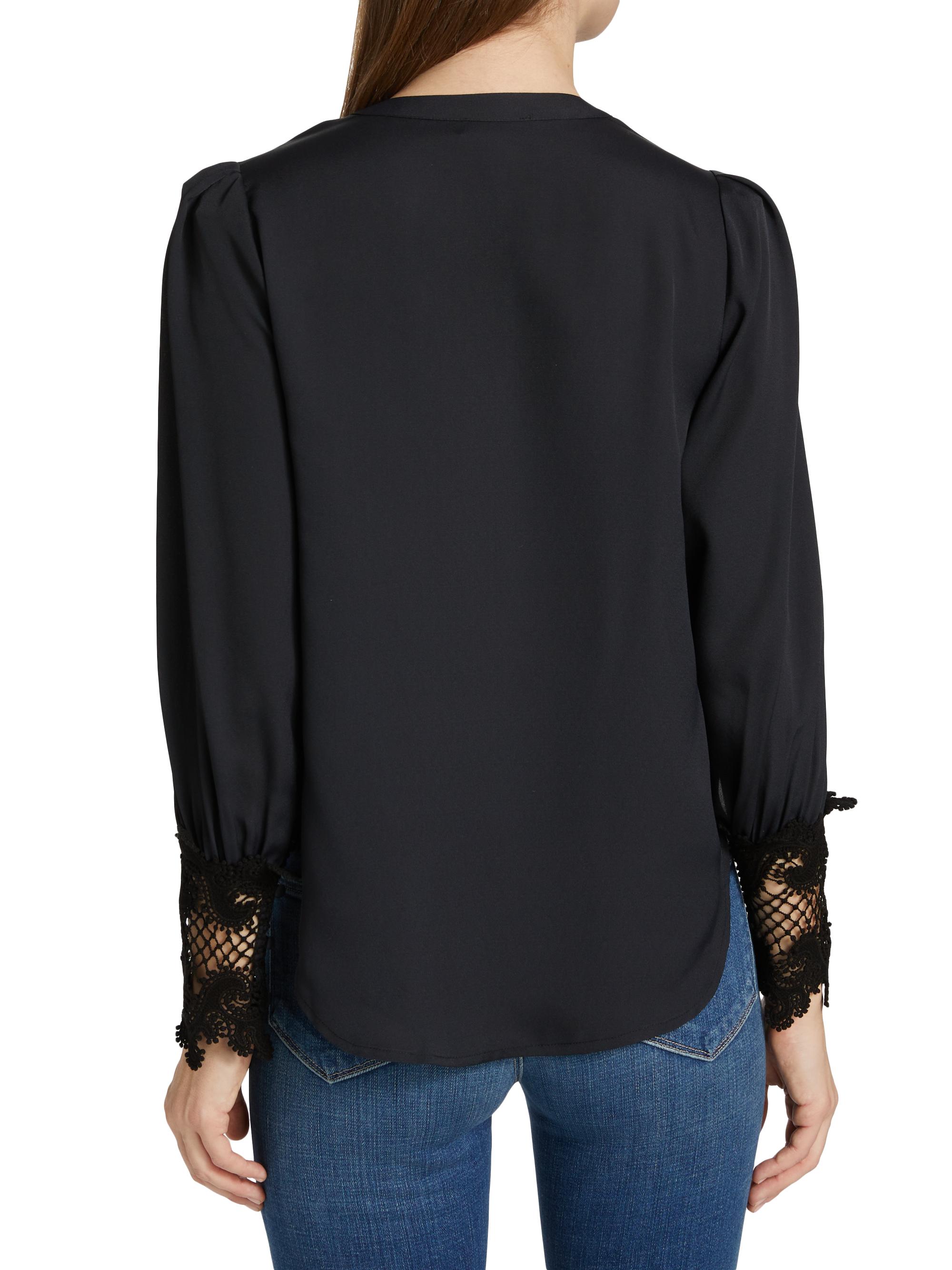 L'AGENCE Women's Ava Lace Cuff Blouse - Black | Thumbnail 5