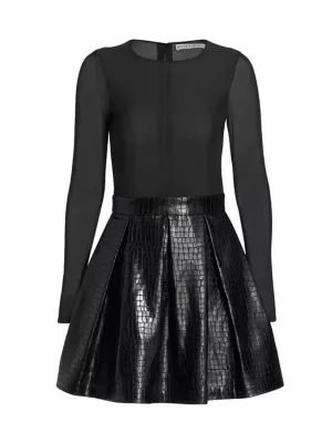 美品　ほぼ新品　alicia dancewear 長袖　サイズS Alice + Olivia Chara Mixed-Media Minidress | Saks Fifth Avenue