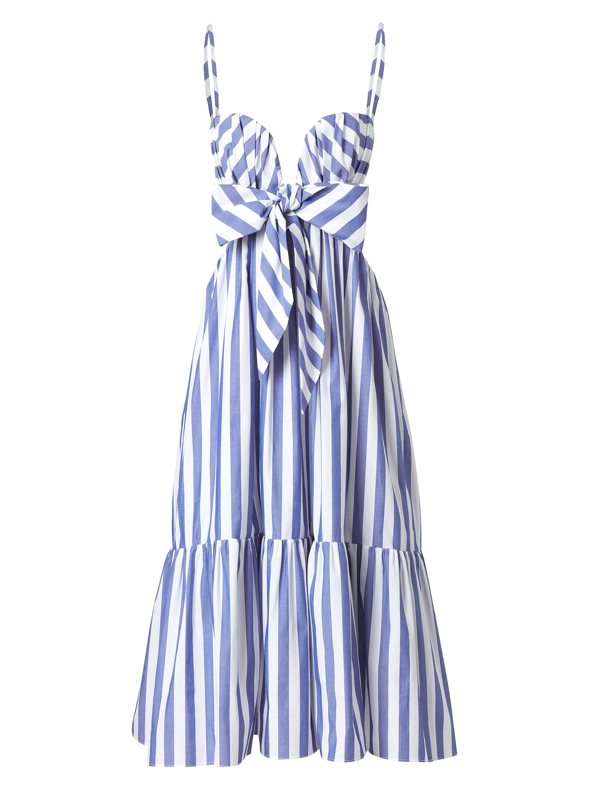 Carolina Herrera Stripe Bow Cut-Out Cotton A-Line Dress | Saks Fifth Avenue