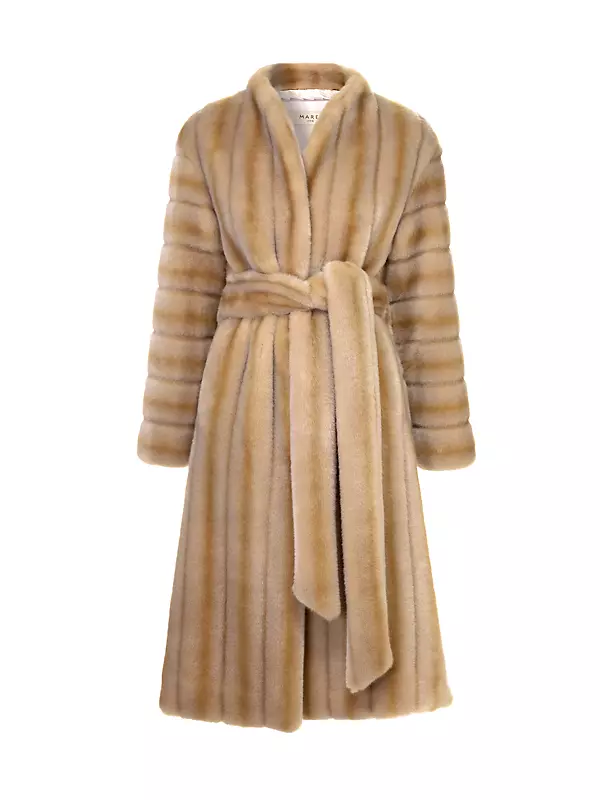 Eklonis Belted Faux Fur Coat