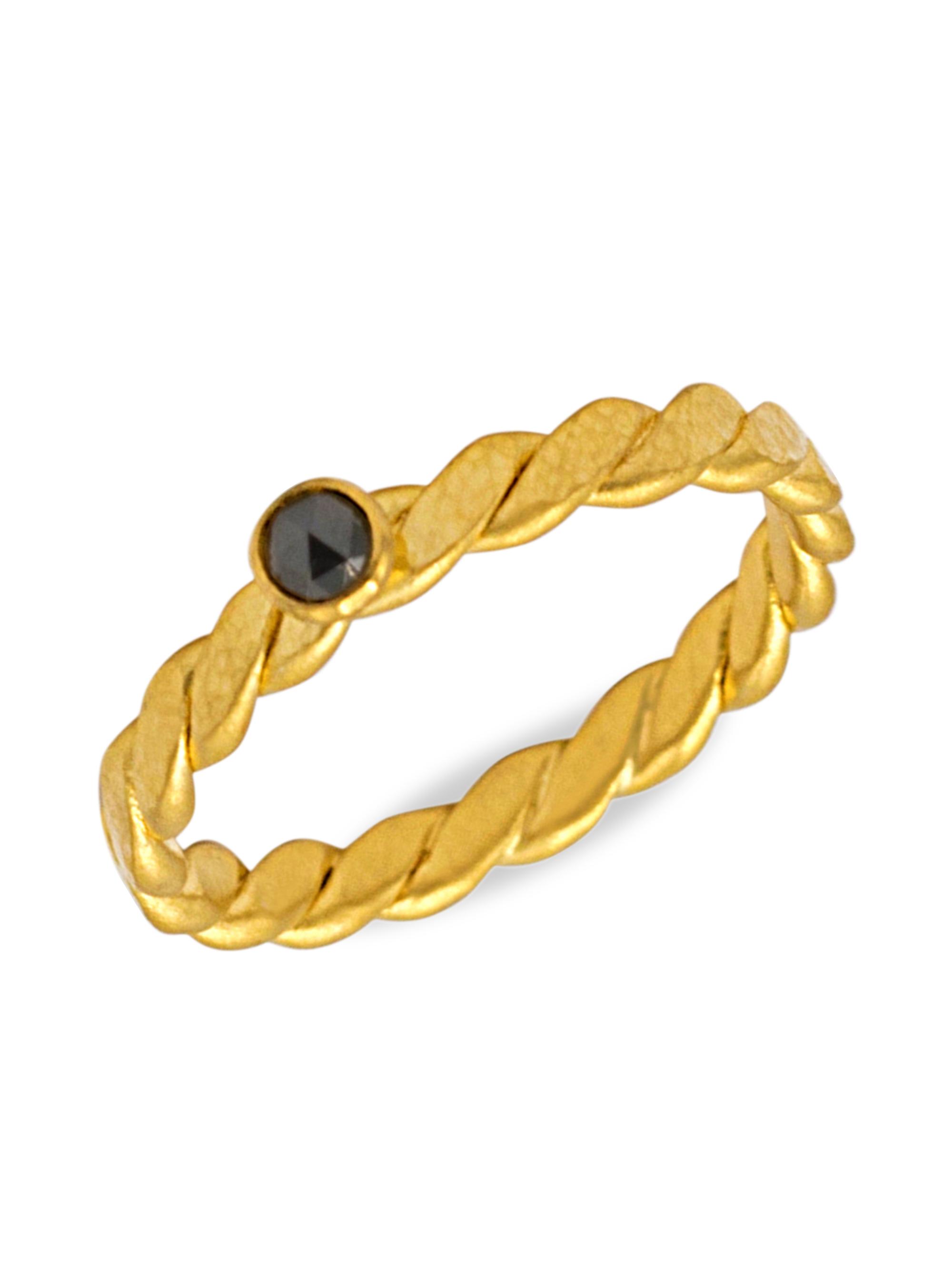 Gurhan Women's 22K & 24K Yellow Gold & Black Diamond Twist Stacking Ring - Yellow Gold