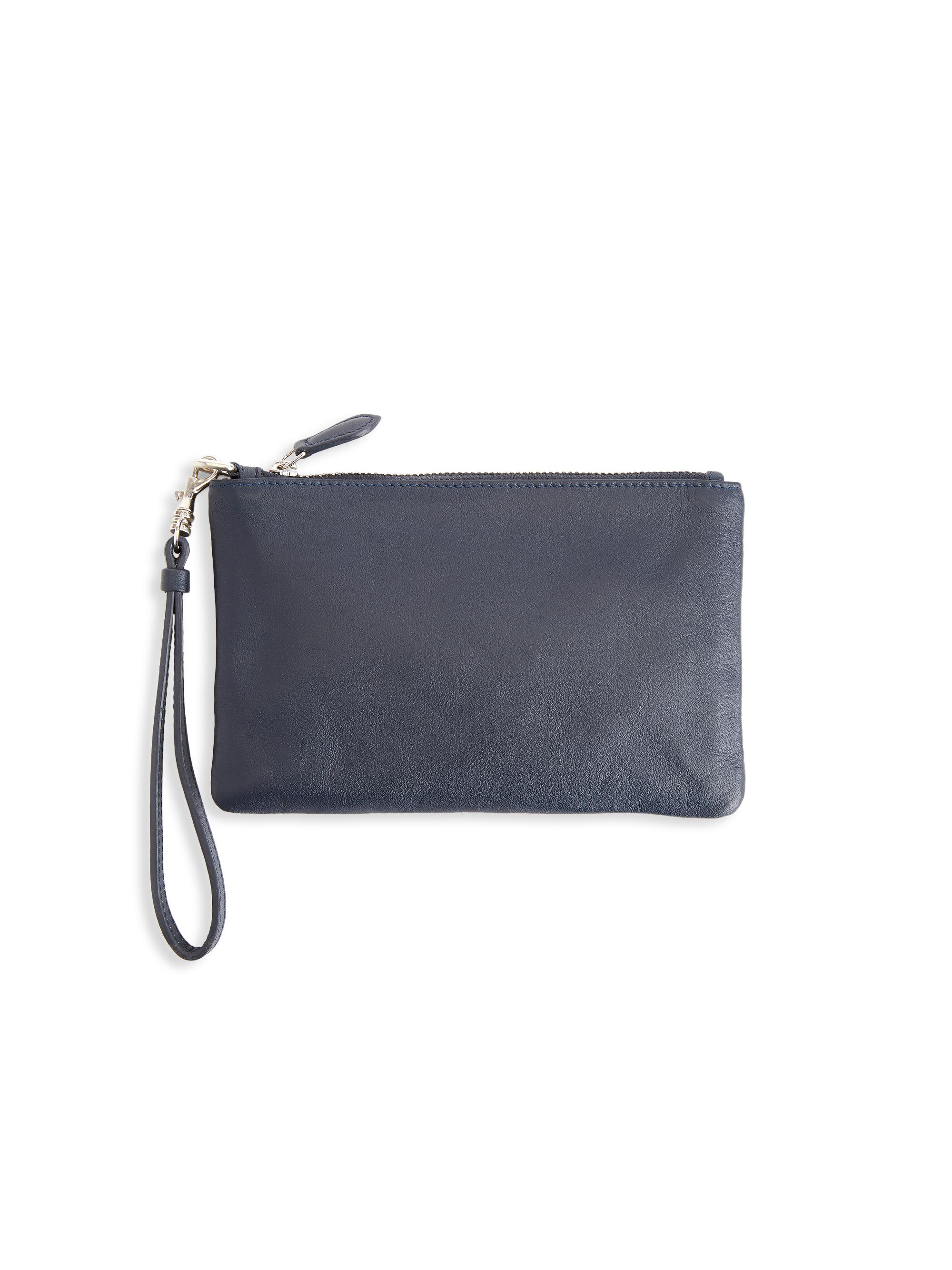 Royce New York Men's  Leather Wristlet - Navy Blue