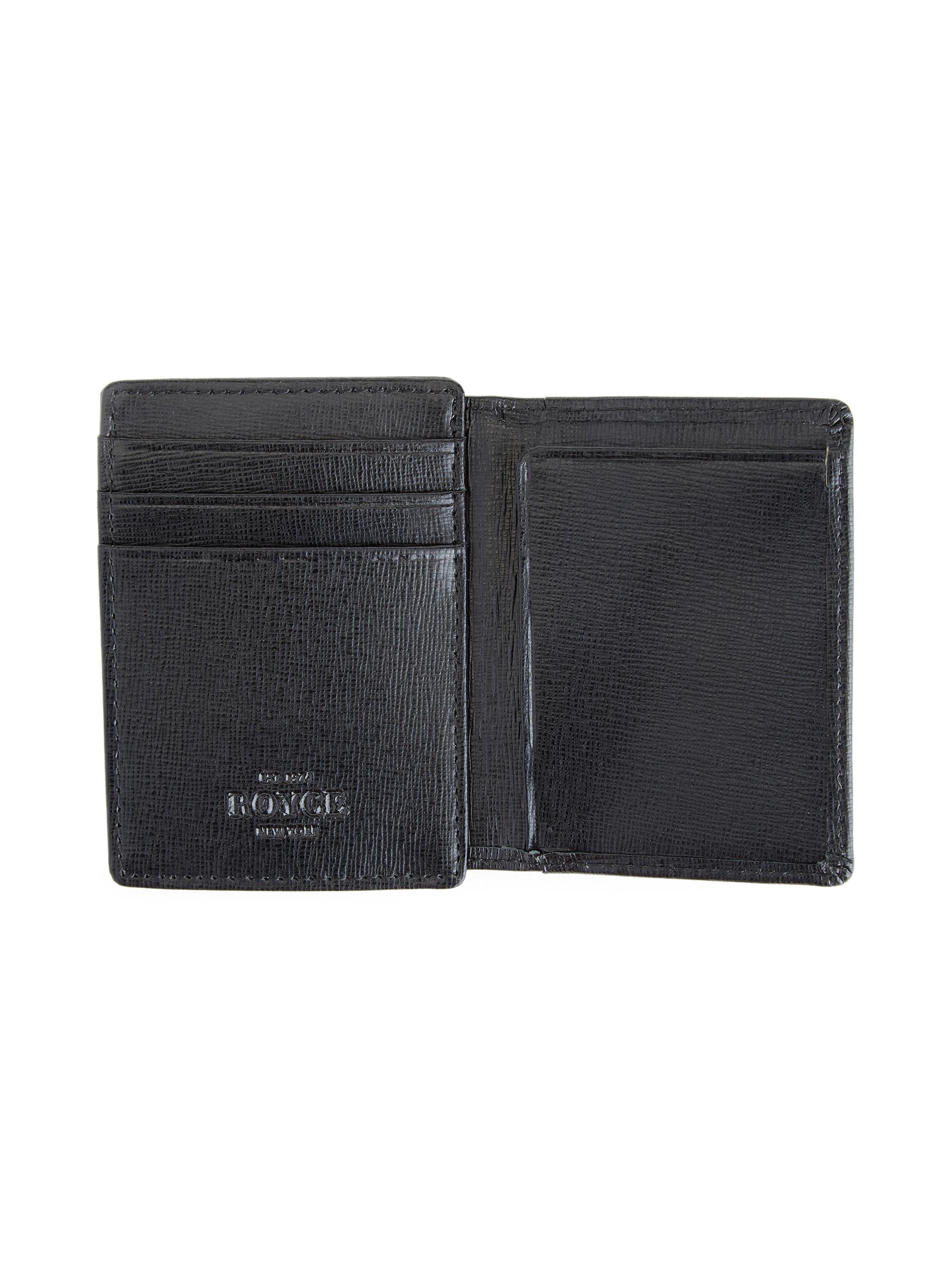 Royce New York Men's  Leather Money Clip Wallet - Black