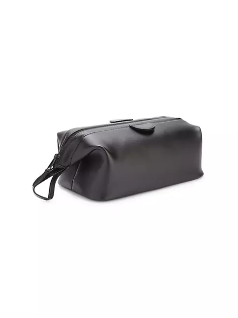 Luxury black leather toiletry bag