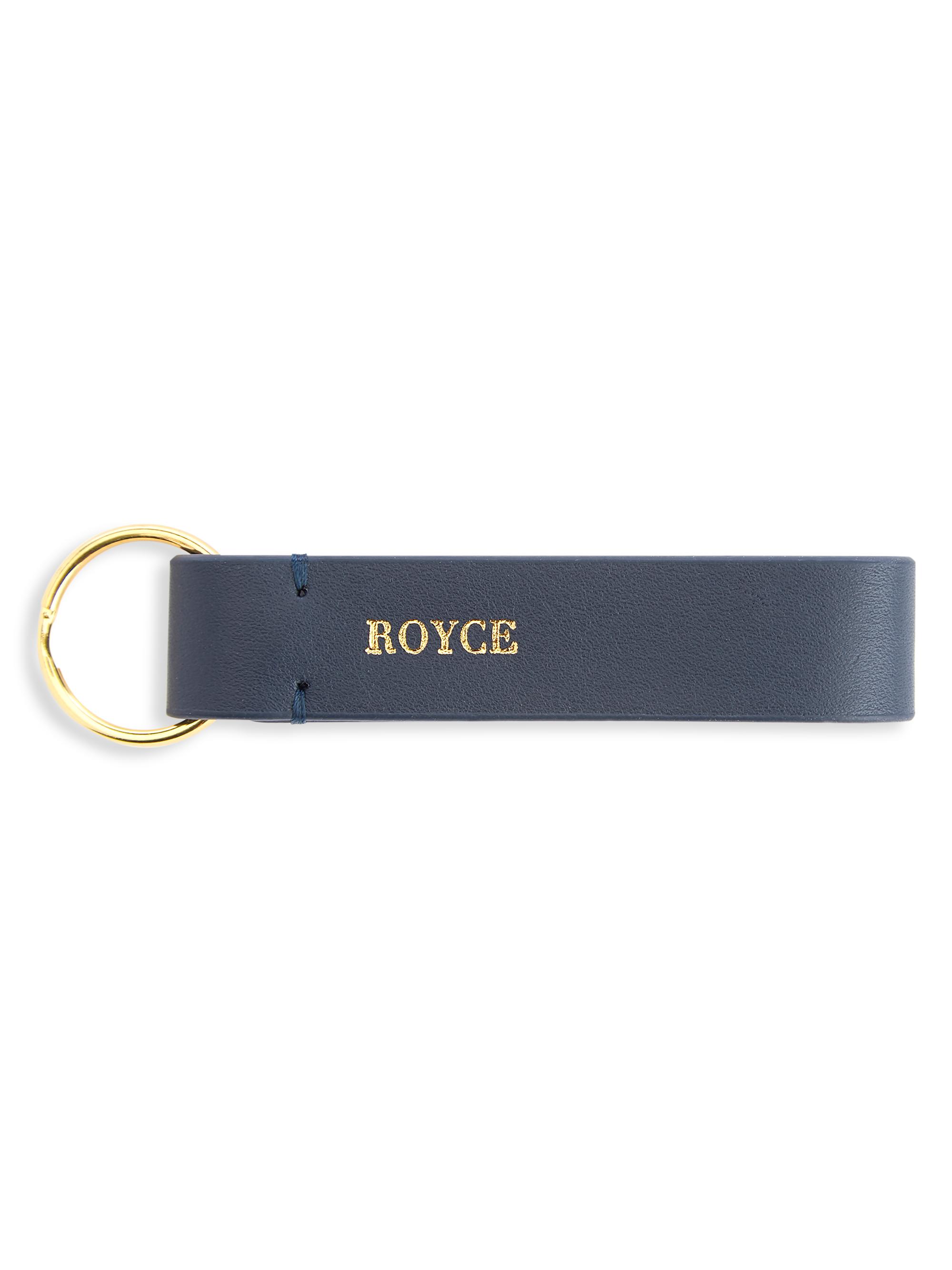 Royce New York Minimalist Leather Key Fob - Navy Blue | Thumbnail 5
