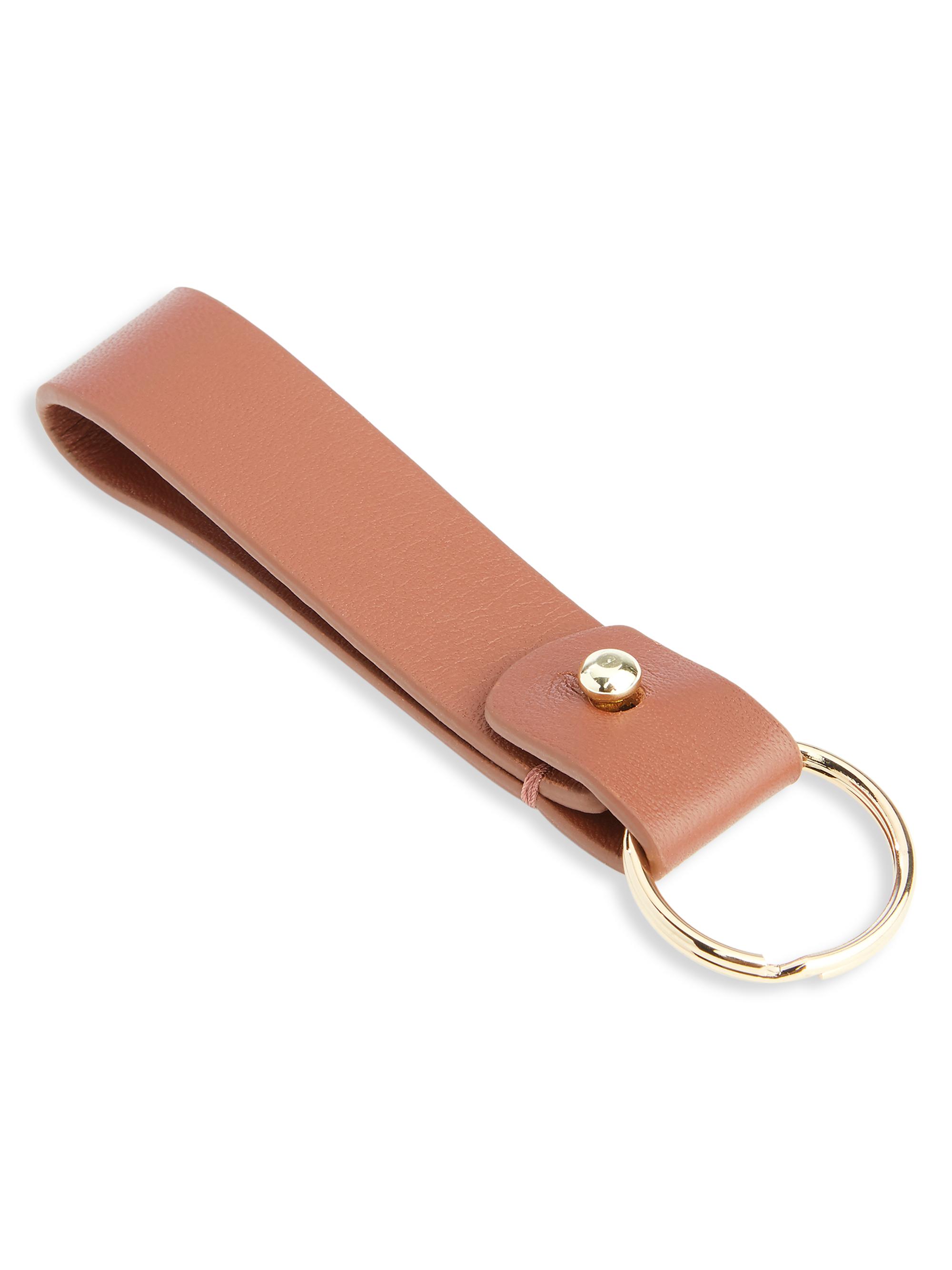 Royce New York Minimalist Leather Key Fob - Tan | Thumbnail 3
