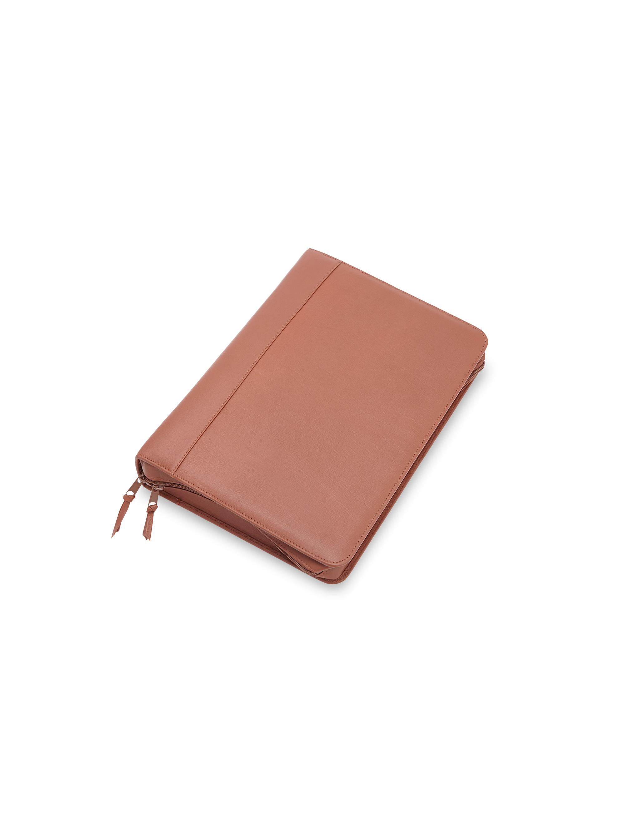 Royce New York Leather Zip-Up Organizer - Tan
