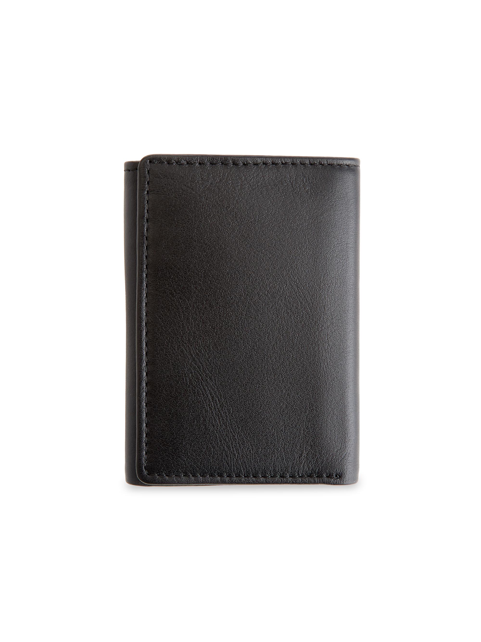 Royce New York Tri-Fold Leather Wallet - Black