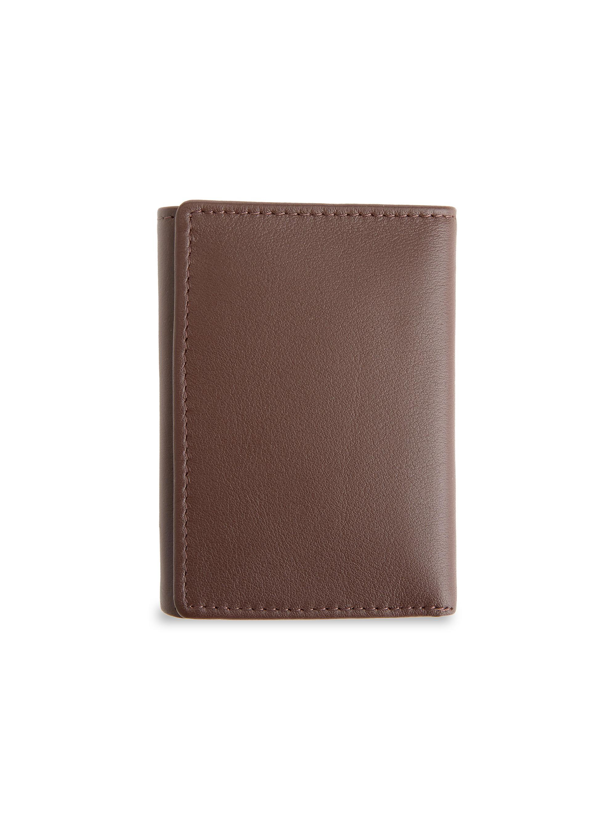 Royce New York Tri-Fold Leather Wallet - Brown