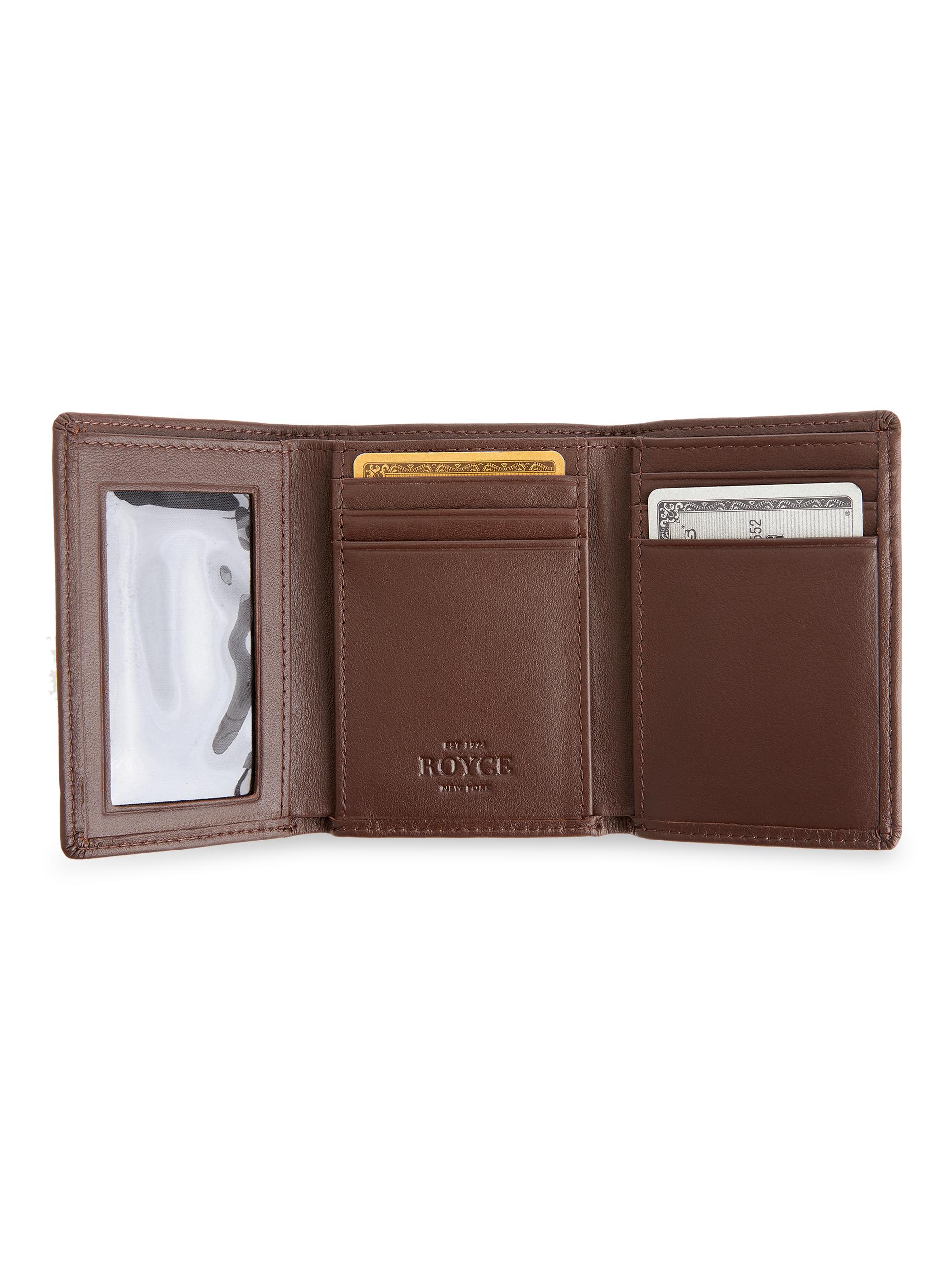 Royce New York Tri-Fold Leather Wallet - Brown | Thumbnail 2