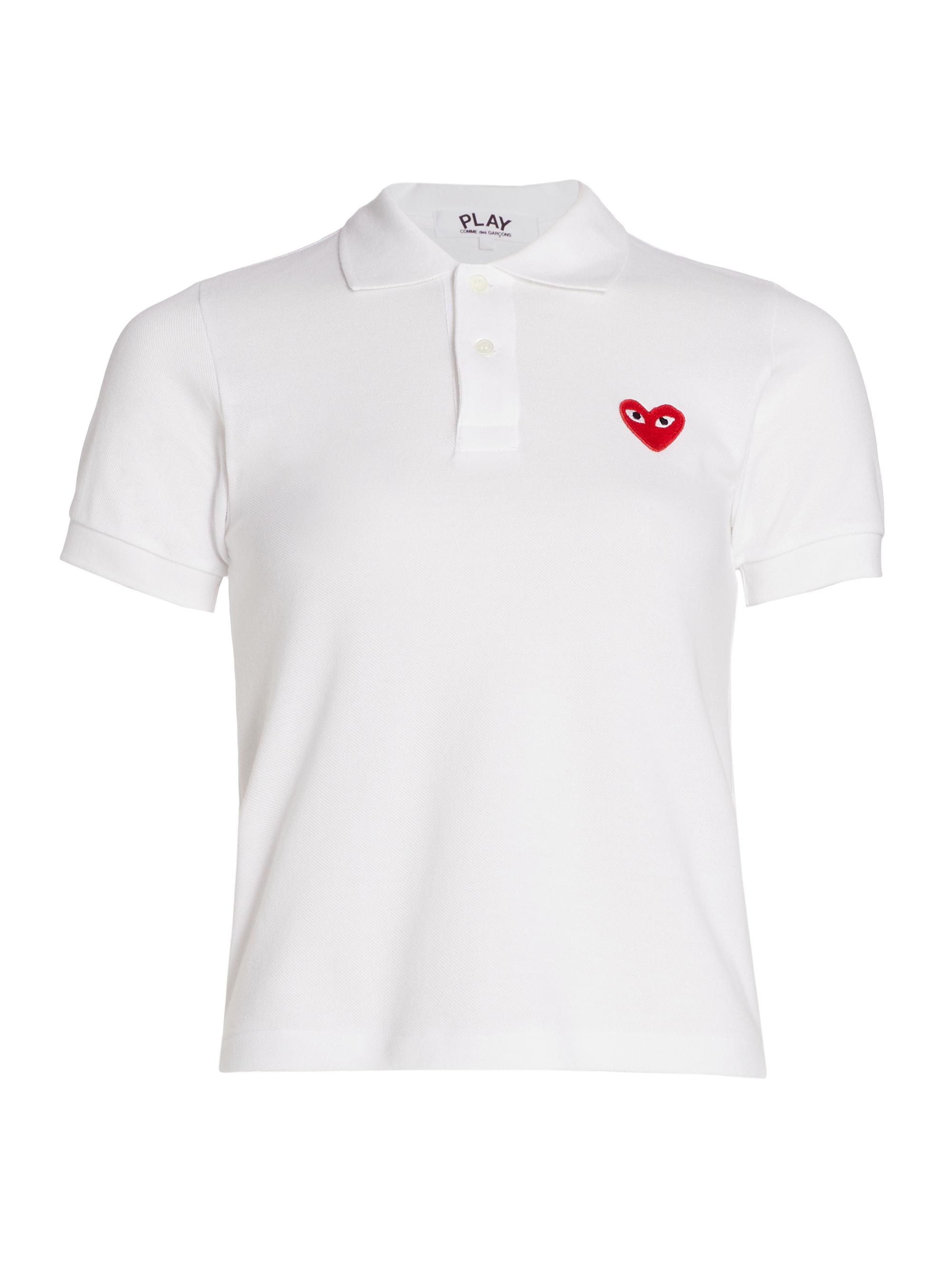 Comme des Garçons PLAY Women's Embroidered Heart Polo Shirt - White