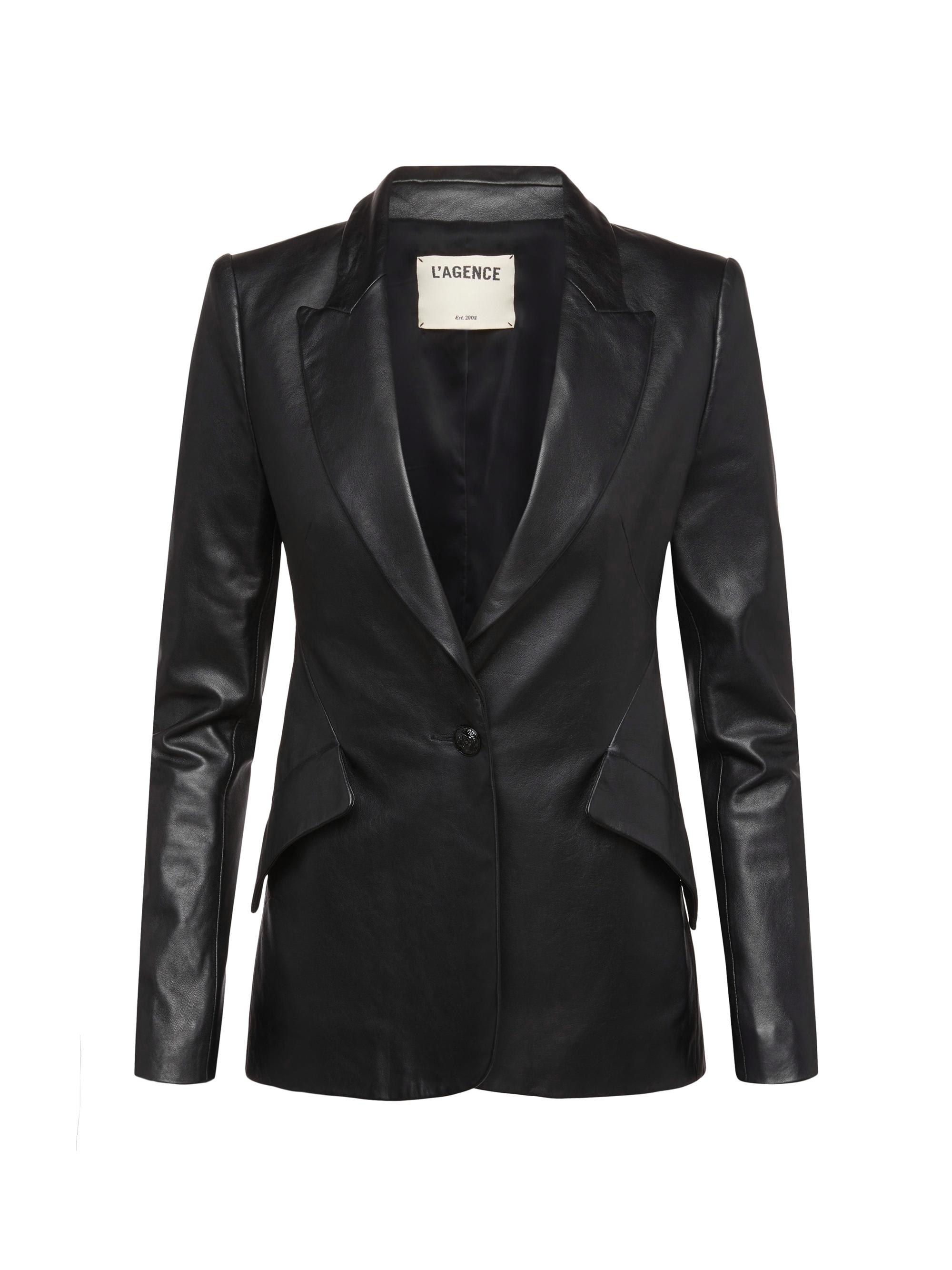 L'AGENCE Women's Chamberlain Leather Blazer - Black