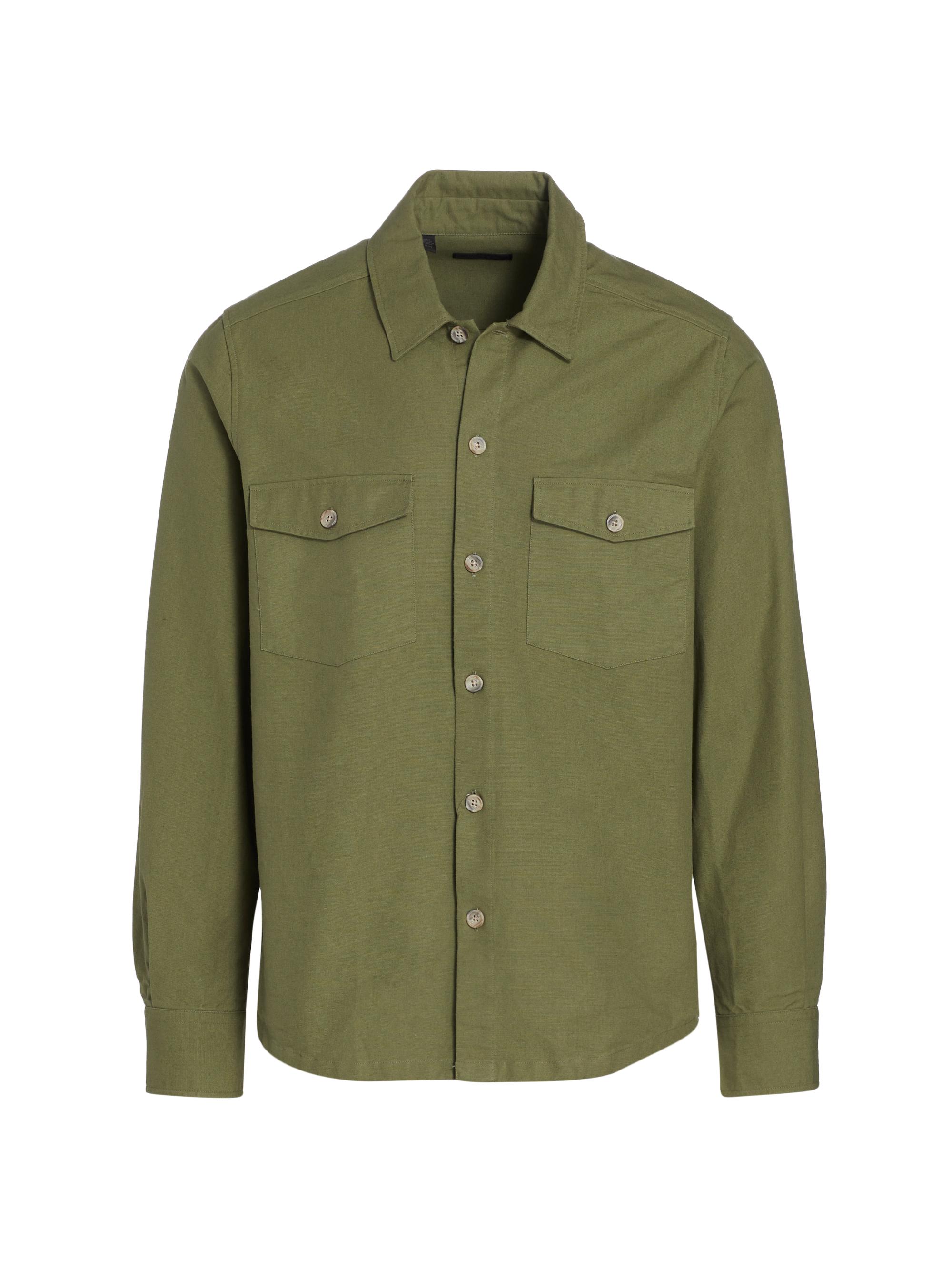 Saks Fifth Avenue Men's COLLECTION Canvas Over Shirt - Olive