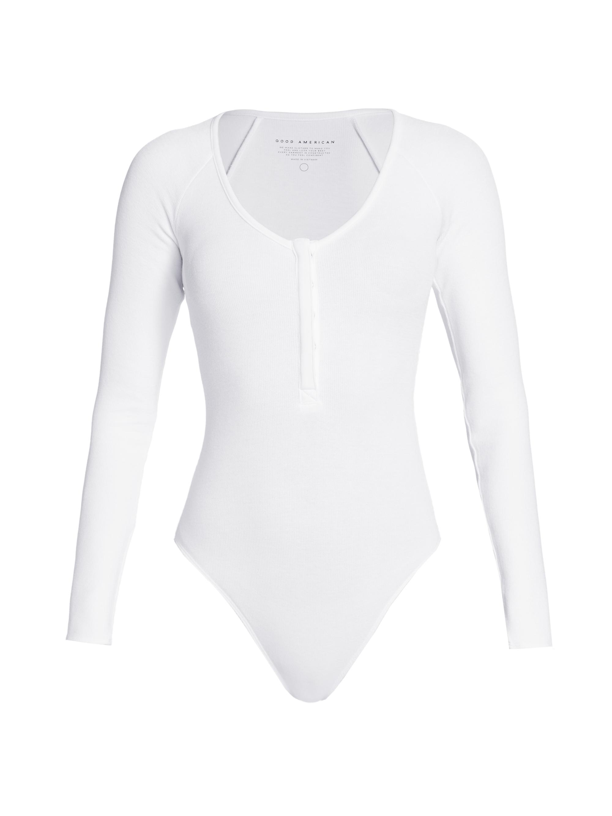 Good American Women's The Feel Good Henley Bodysuit - White