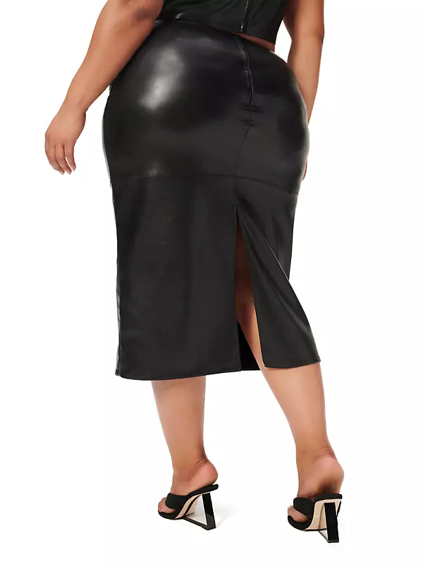 Faux-leather pencil skirt - Women