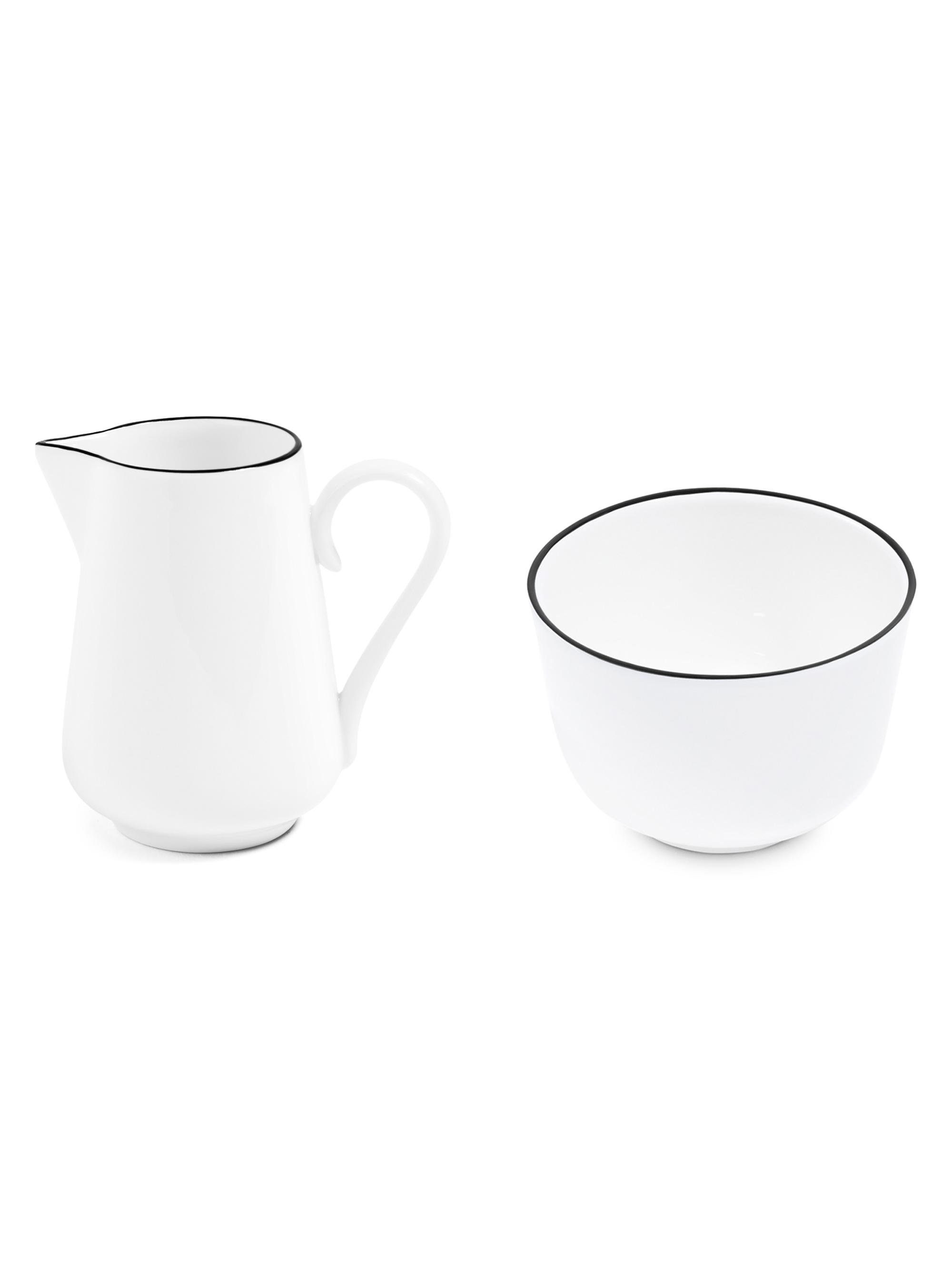 Richard Brendon The Line Matte Black Milk Jug & Sugar Bowl - White Black