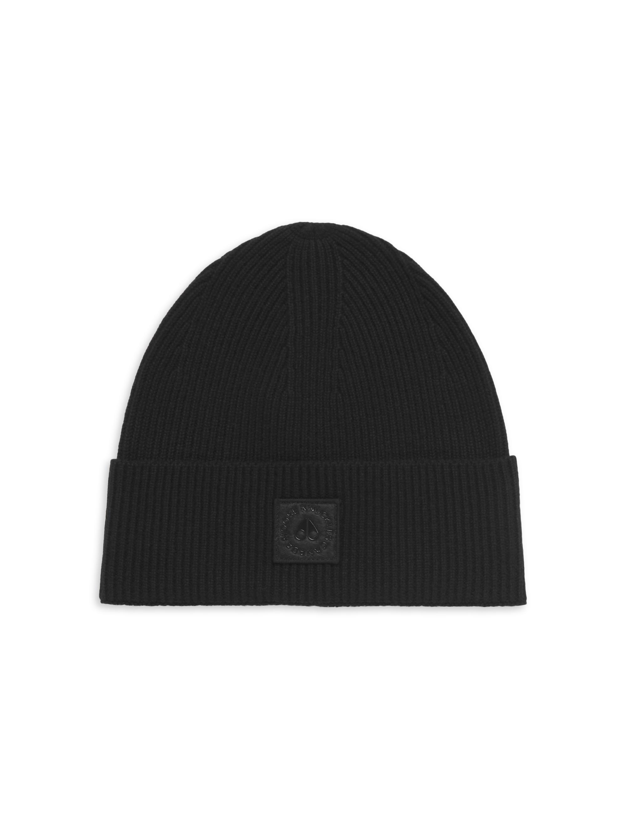 Moose Knuckles Men's Snowbank Cuffed Wool Beanie Hat - Black
