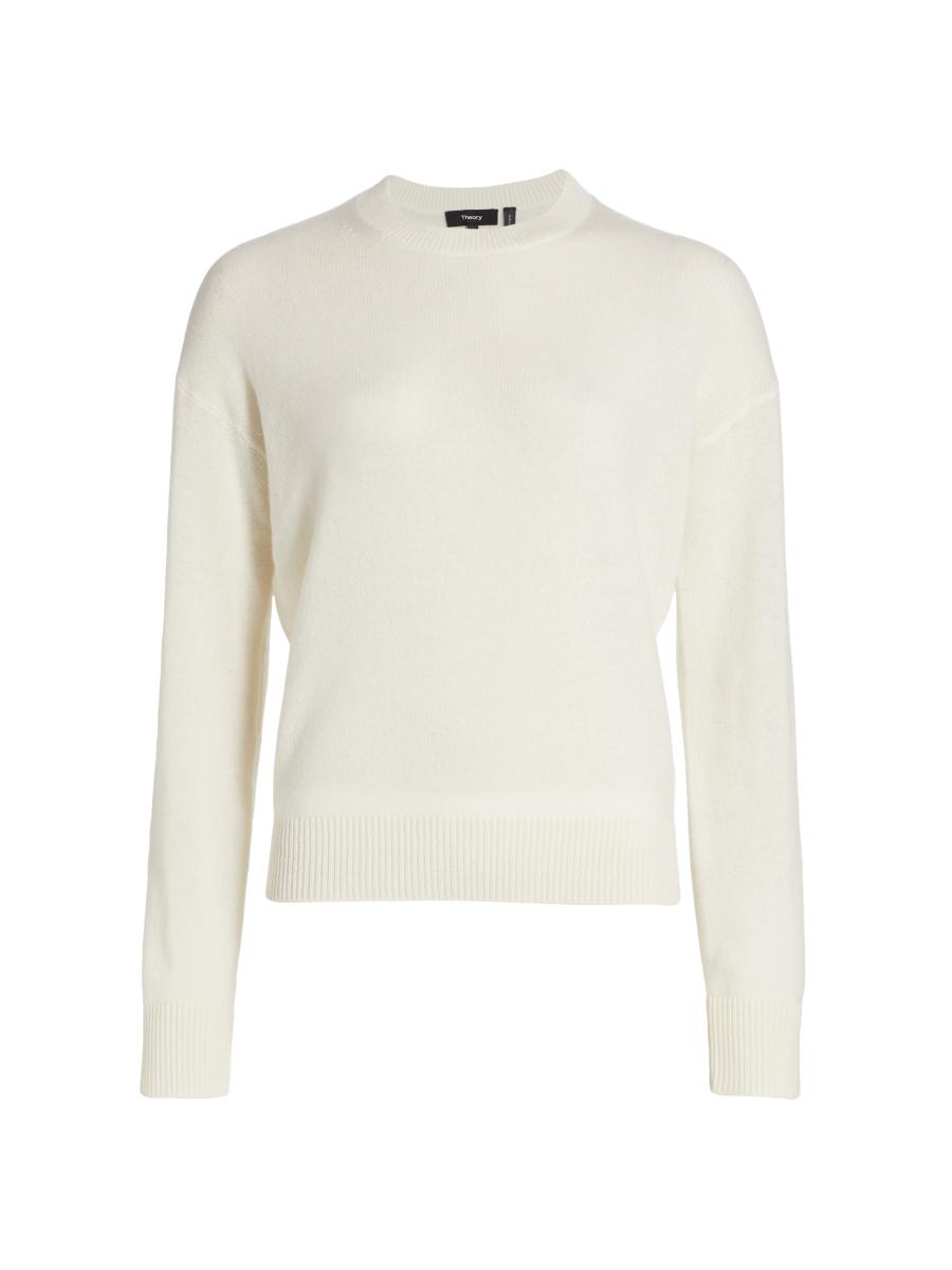 Theory Women's Long Sleeve Cashmere Pullover Sweater, Black