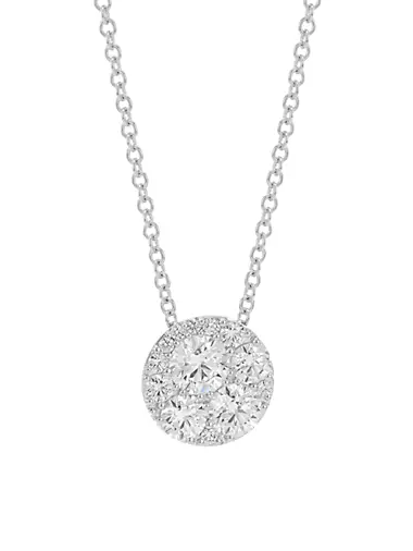Tessa 18K White Gold & 0.71 TCW Diamond Cluster Pendant Necklace