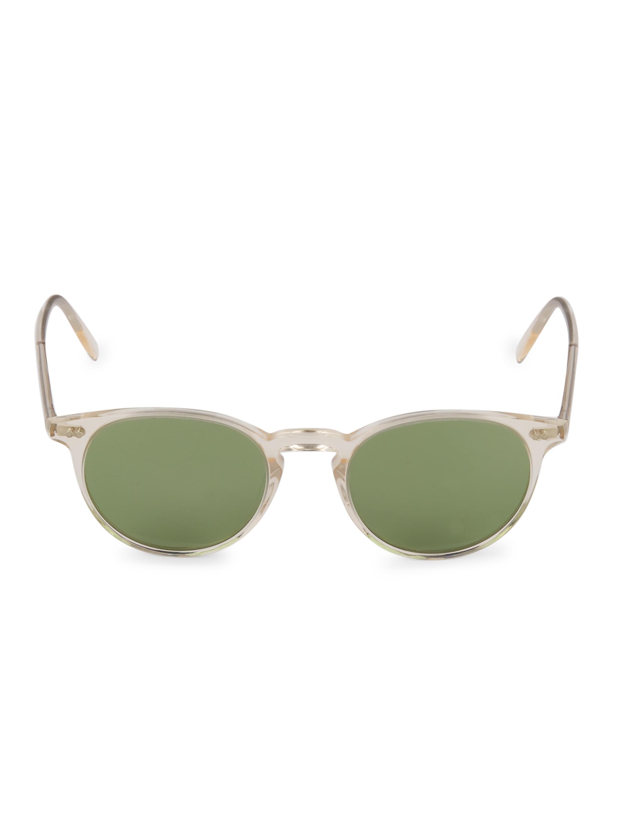 Oliver Peoples Women's Riley 49MM Black Round Sunglasses - Buff Green
