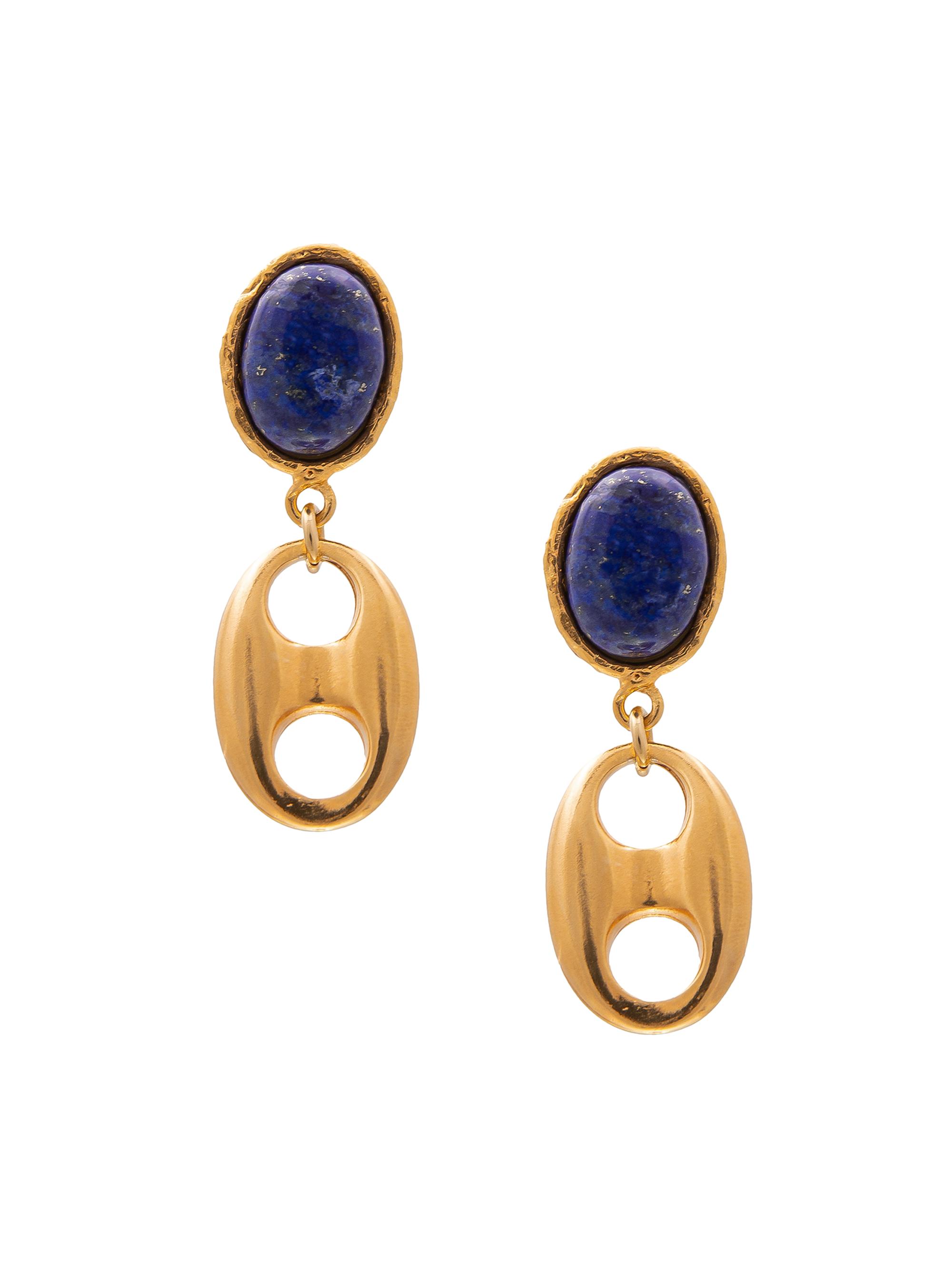 Sylvia Toledano Women's Chain Neo 22K-Gold-Plated & Lapis Lazuli Clip-On Drop Earrings - Lapis